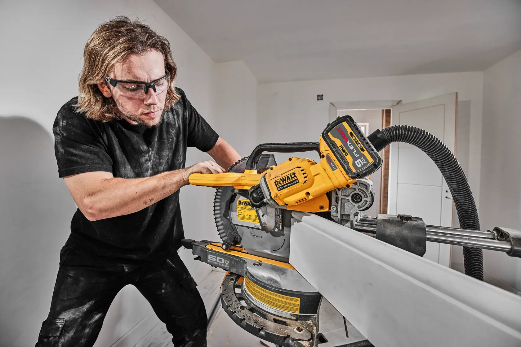 Cutting through tall crown molding 