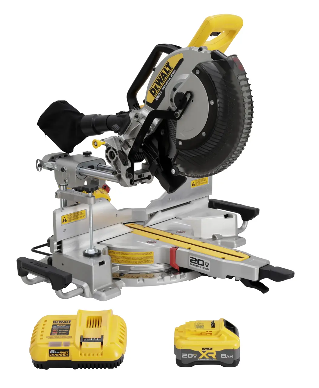 DEWALT Sliding Miter Saw kitted showing product showing front of tool
