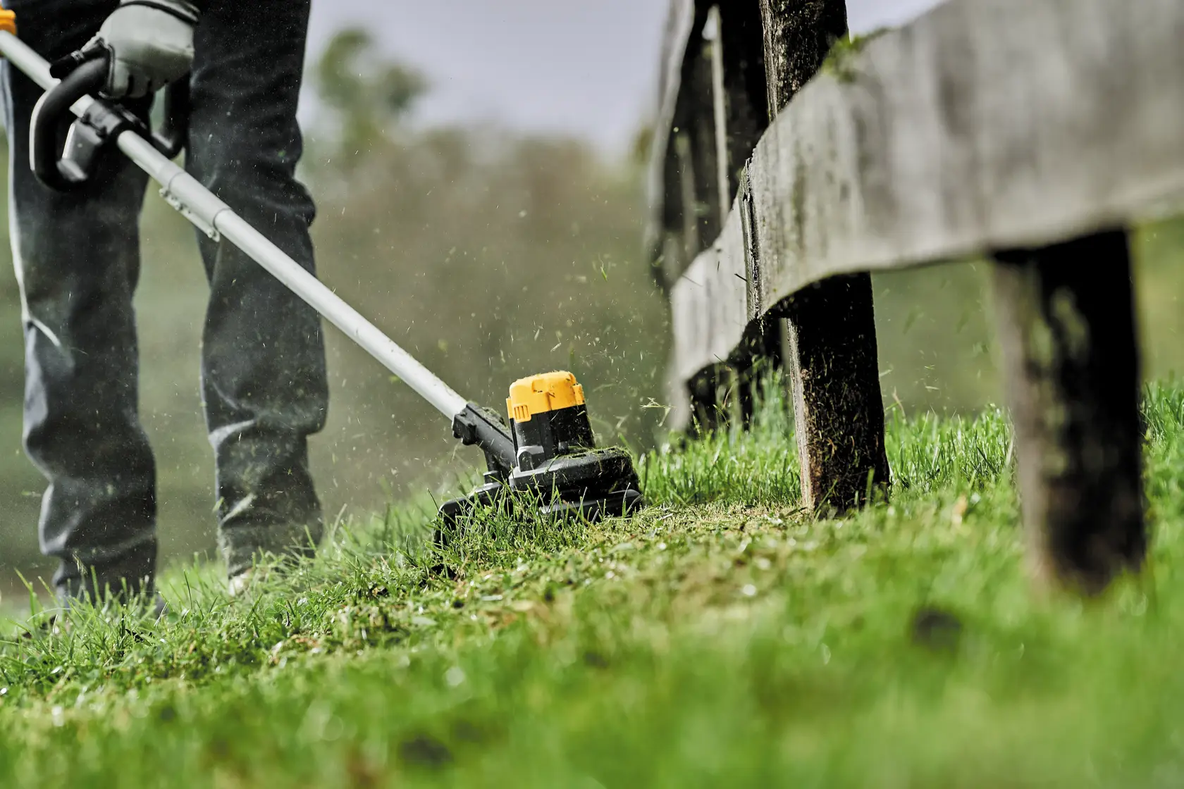 Cordless String Trimmer in action.