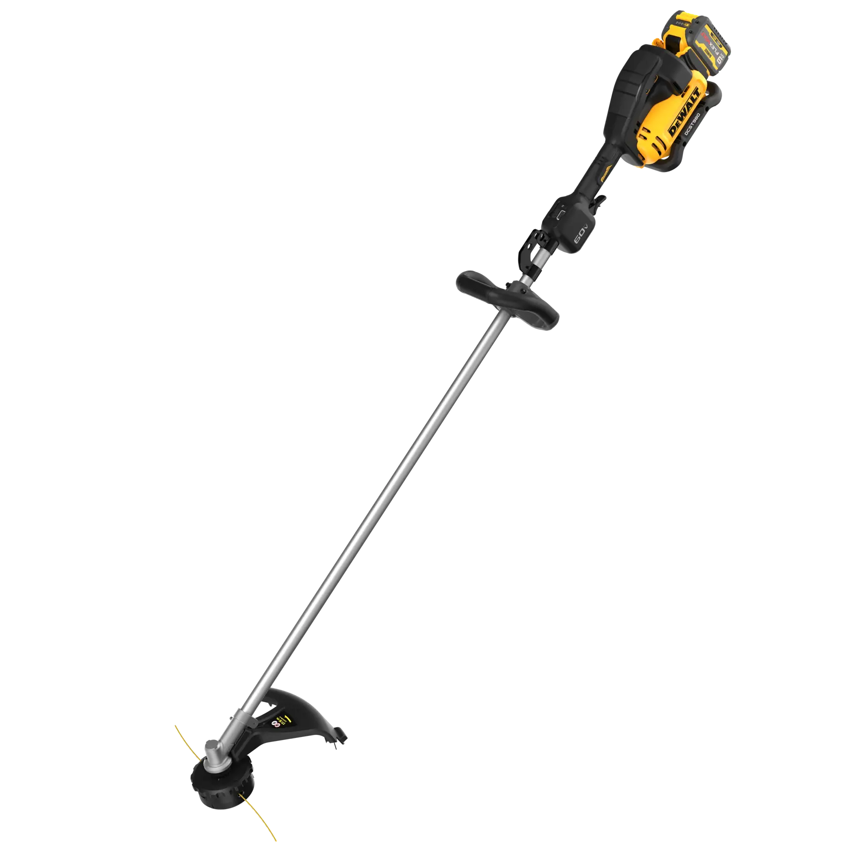 Bush cutter angled view front facing with battery with D-ring feature