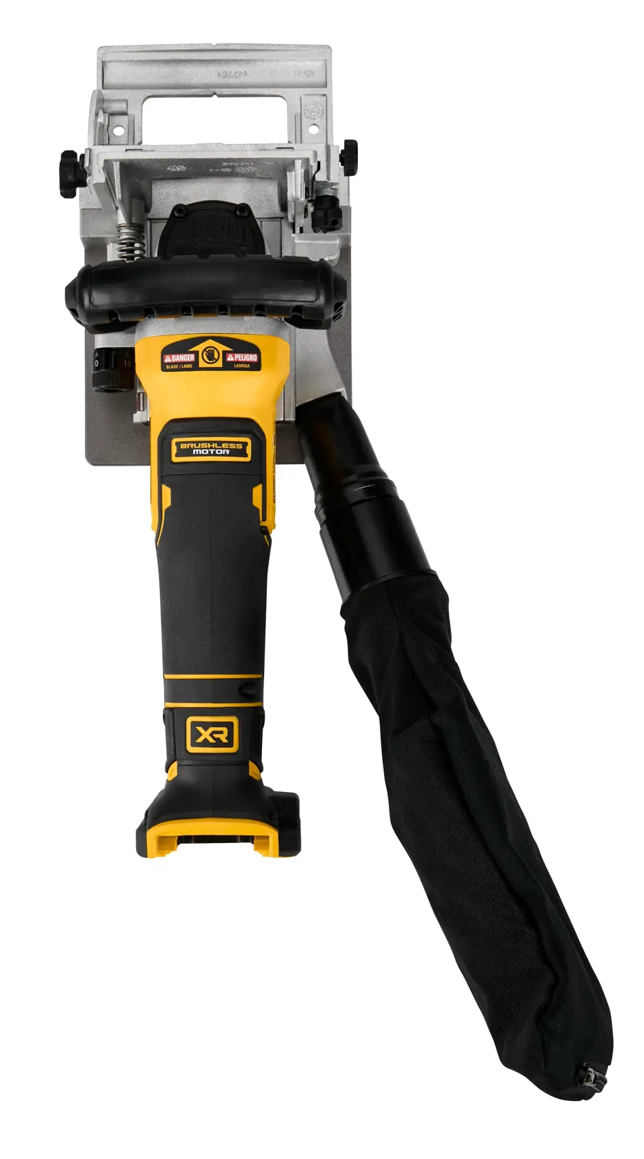 Close up of DeWalt Brushless Cordless Biscuit Joiner Trigger