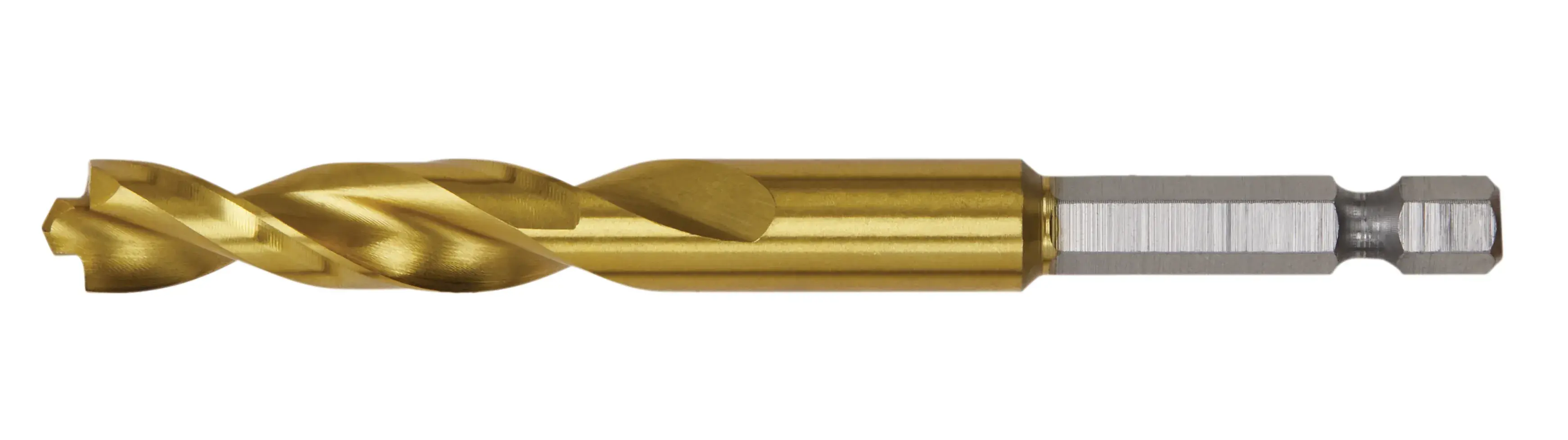 Profile of 8.7 millimeters impact ready titanium nitride coated drill bit.