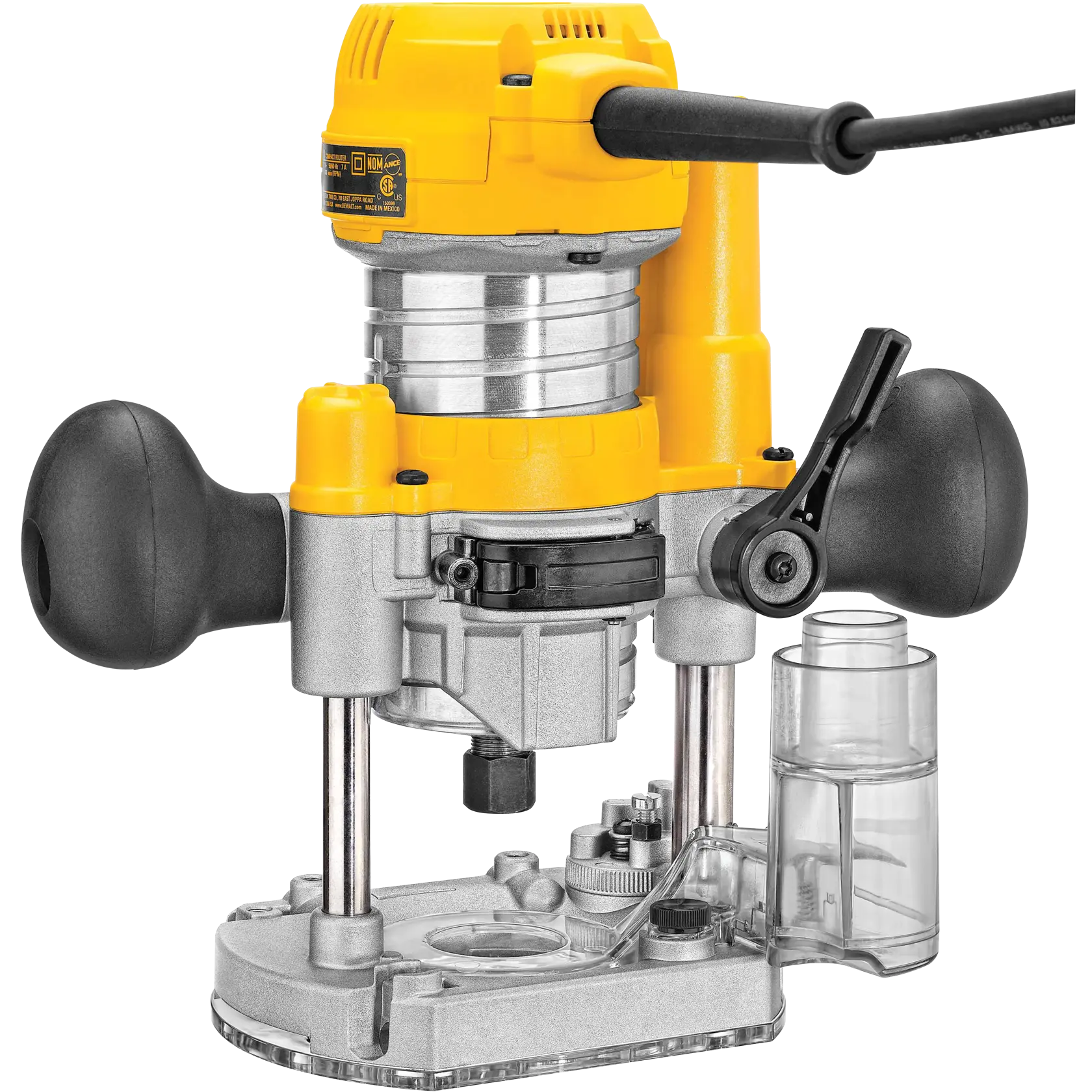 Profile of DNP615 dust collection adapter applied to a plunge base
