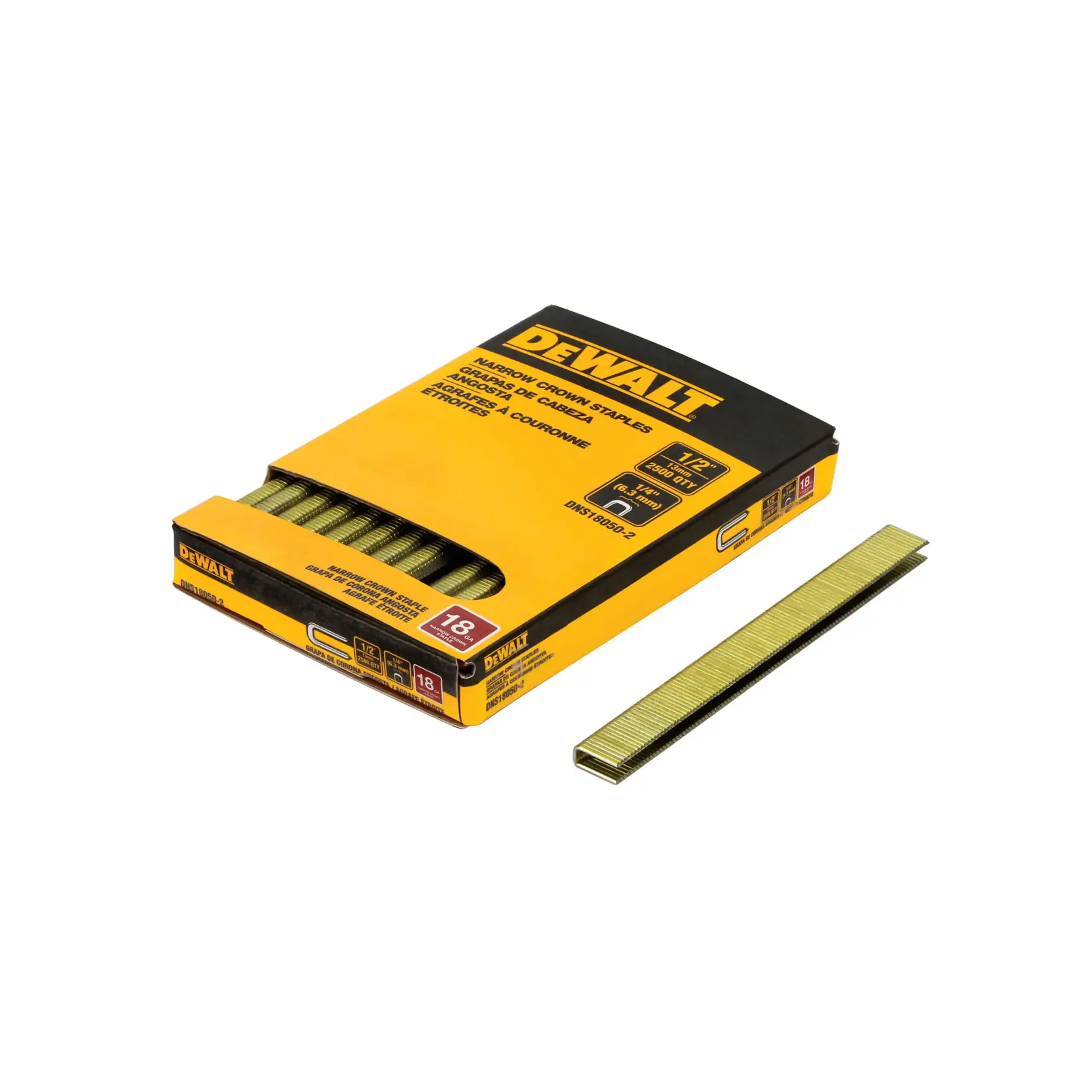 DEWALT® 1/2-in. 18 Gauge 1/4-in. Crown Staples (2500-Pack)