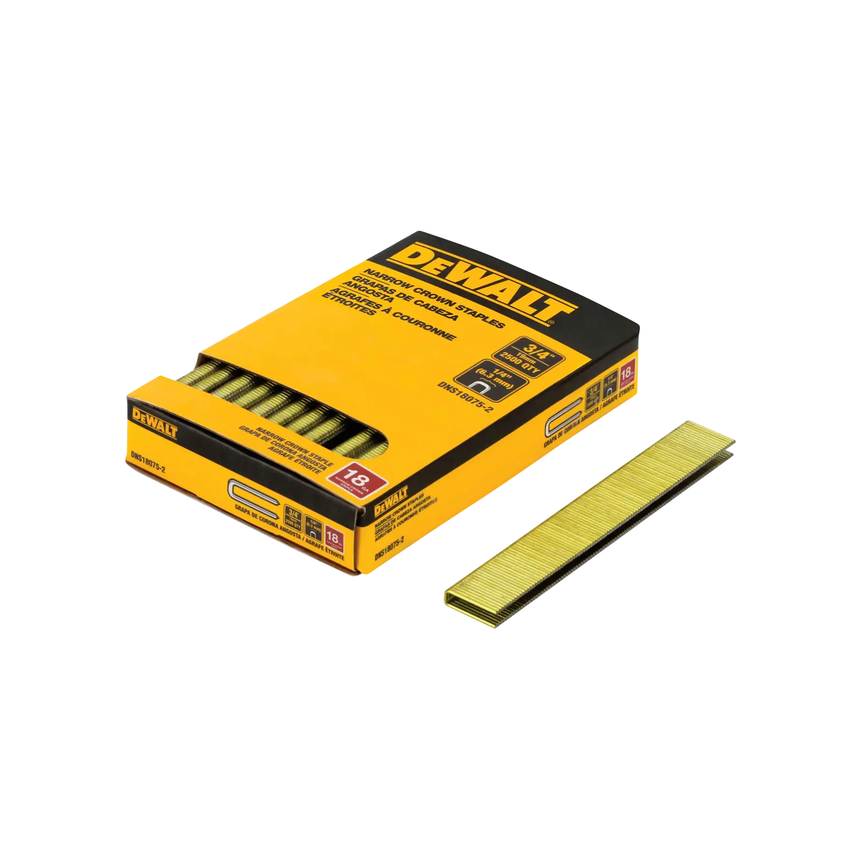 DEWALT® 3/4-in. 18 Gauge 1/4-in. Crown Staples (2500-Pack)