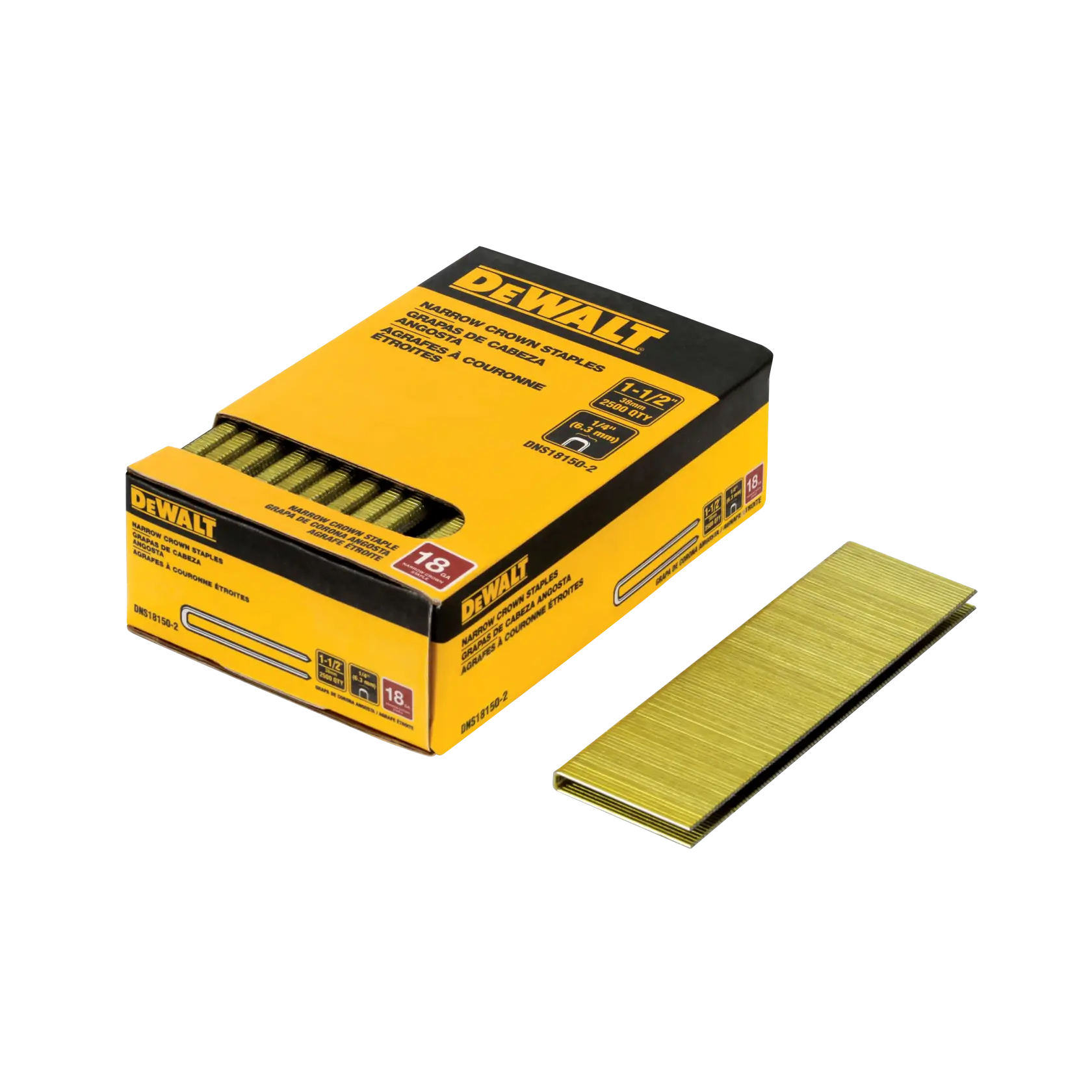 18 Gauge quarter inch Narrow Crown Finish Staples with box.