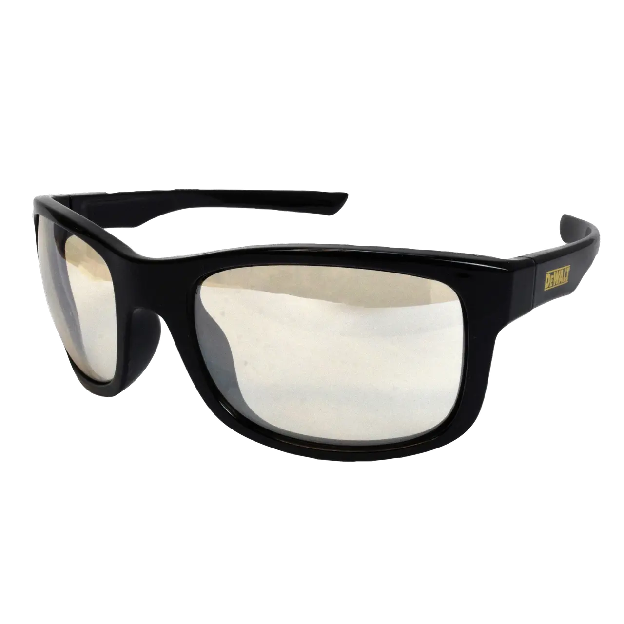 BLACK FRAME WITH CLEAR LENS DEWALT SUPERVISOR PROTECTIVE EYEWEAR COMFORT FLEX TEMPLES HARD COAT LENS MAIN VIEW