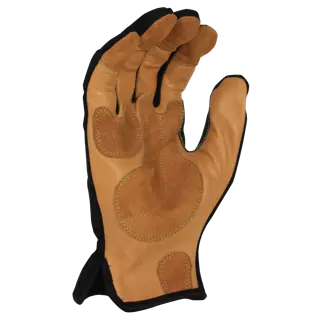 Inner side of DEWALT performance driver hybrid glove in brown color