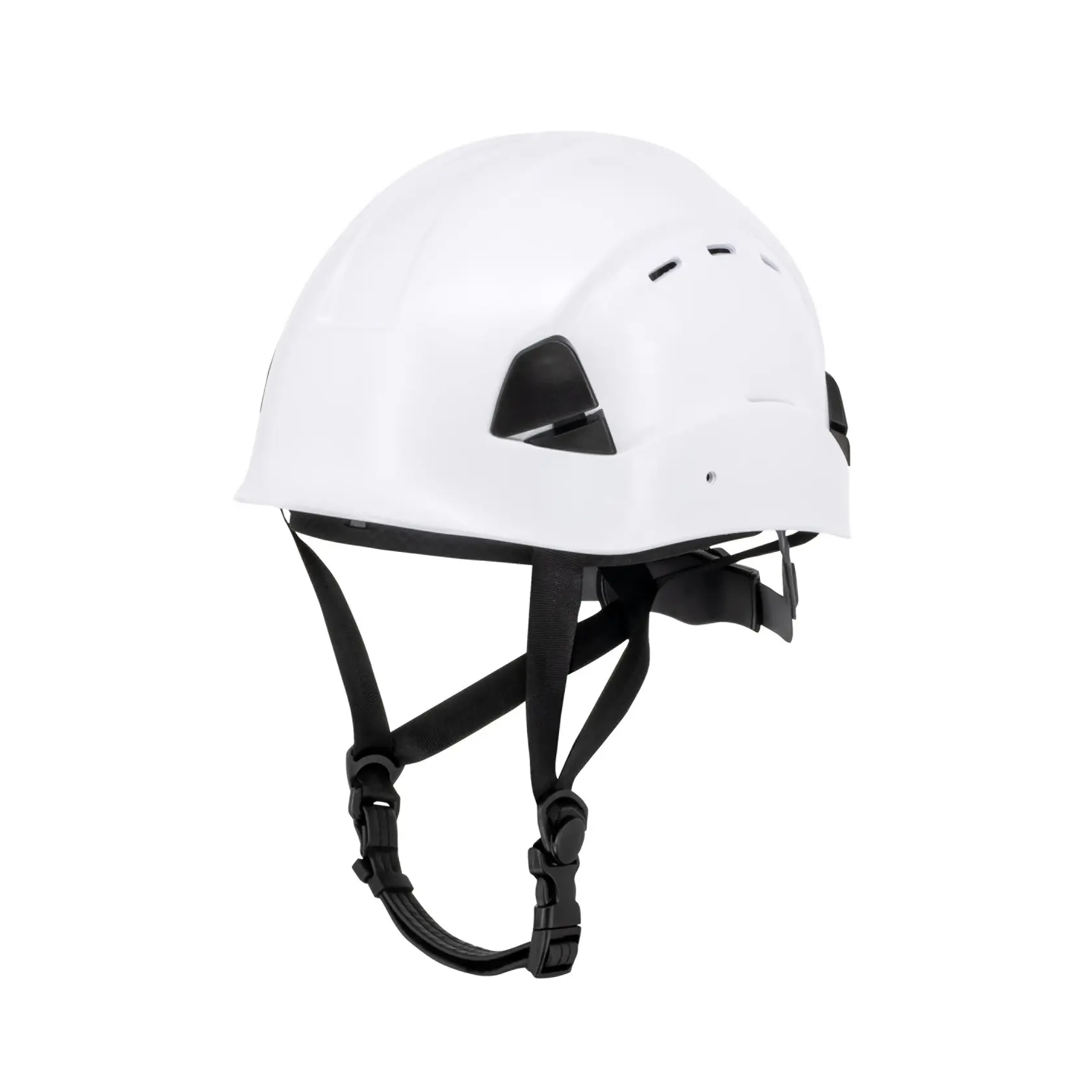 WHITE DEWALT TYPE II CLASS E HELMET WITH BLACK RATCHET SUSPENSION AND LEATHER CHINSTRAP MAIN VIEW