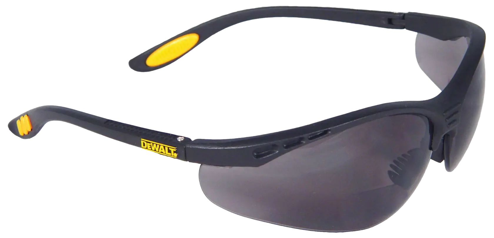 Profile of DEWALT reinforcer RX bifocal safety glasses with black lens