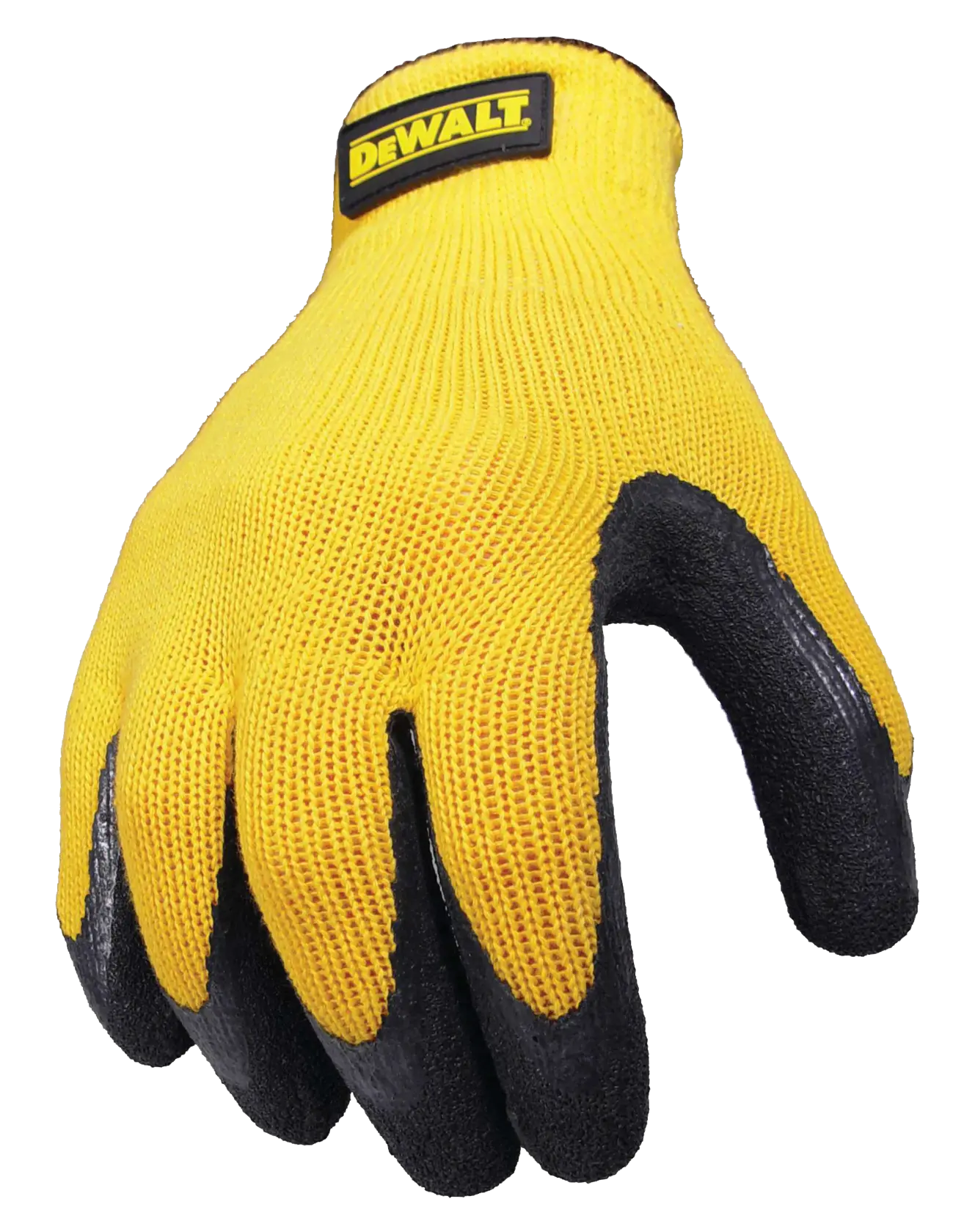 Profile of DEWALT texture rubber coated gripper glove.