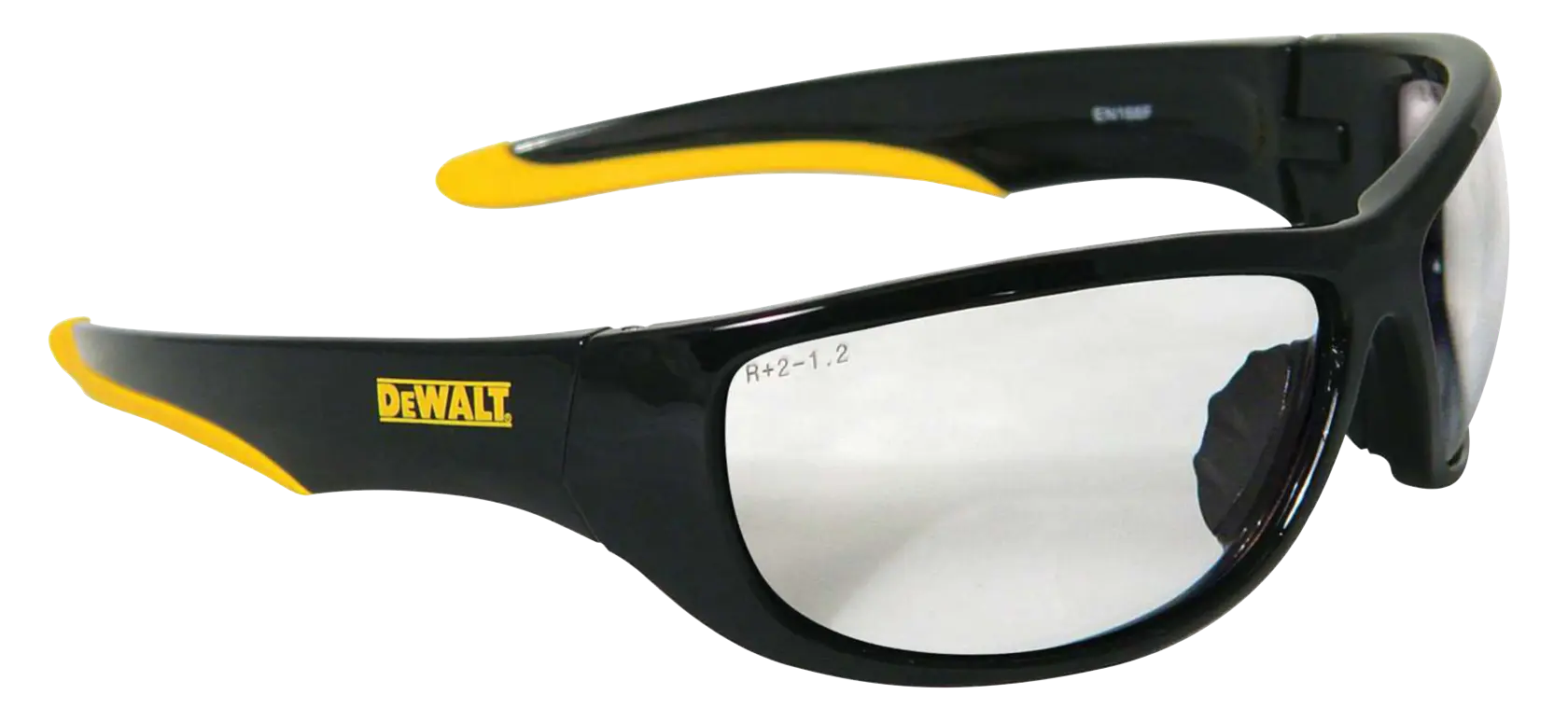 Profile of DEWALT dominator clear safety glasses.
