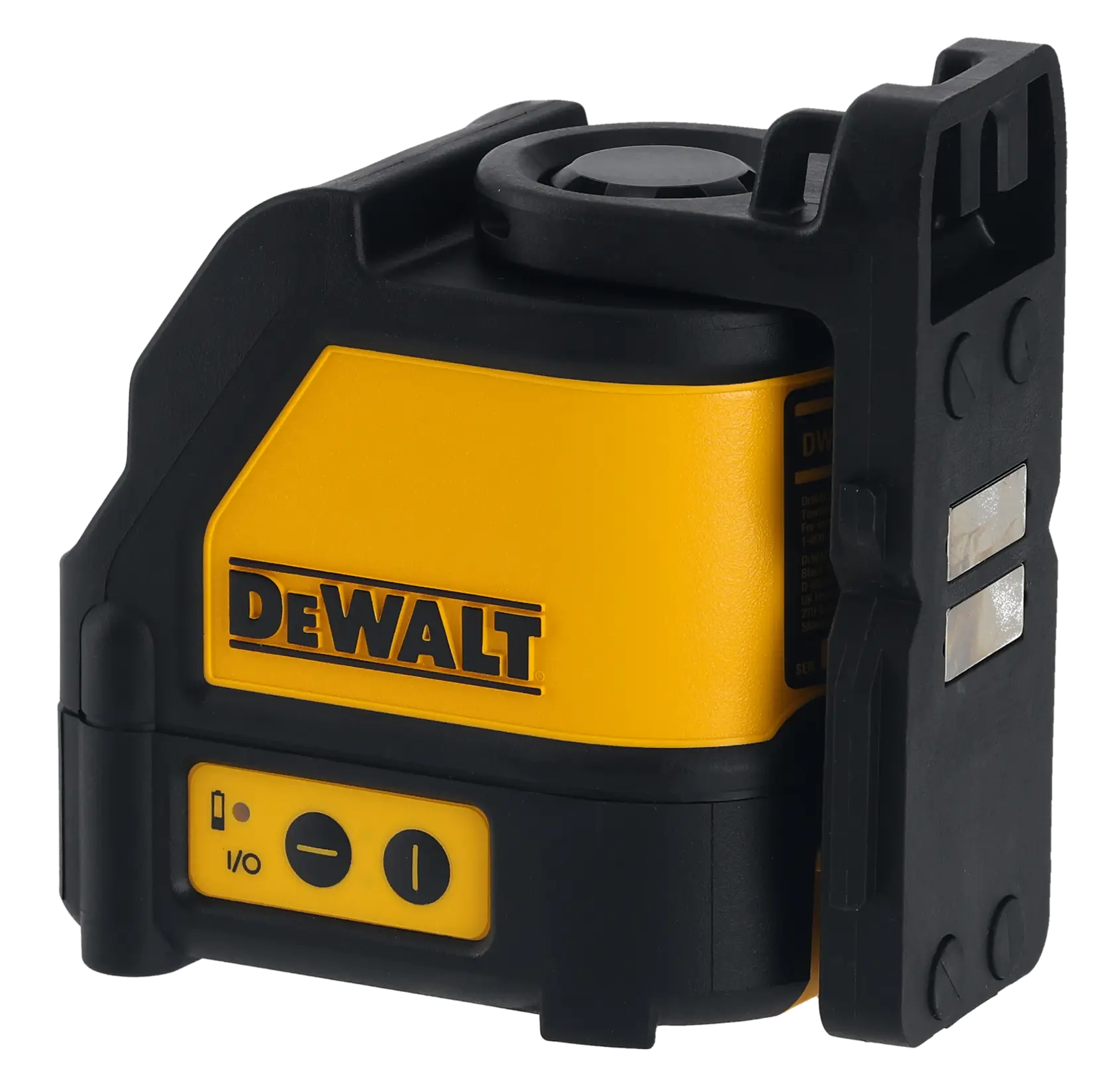 Cross line laser being used while mounted on steel.