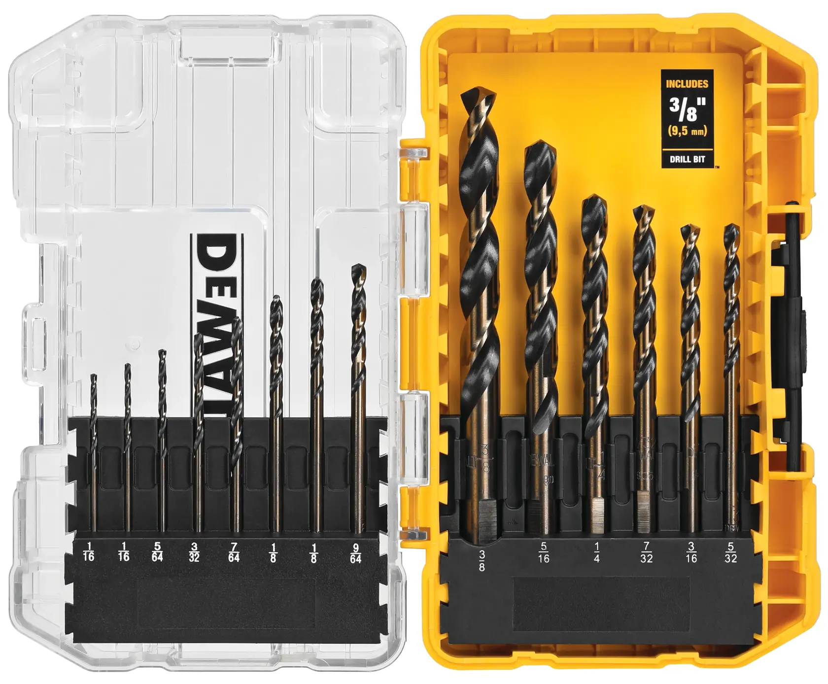 14 Piece Black Oxide Drill Bit Set box opened.