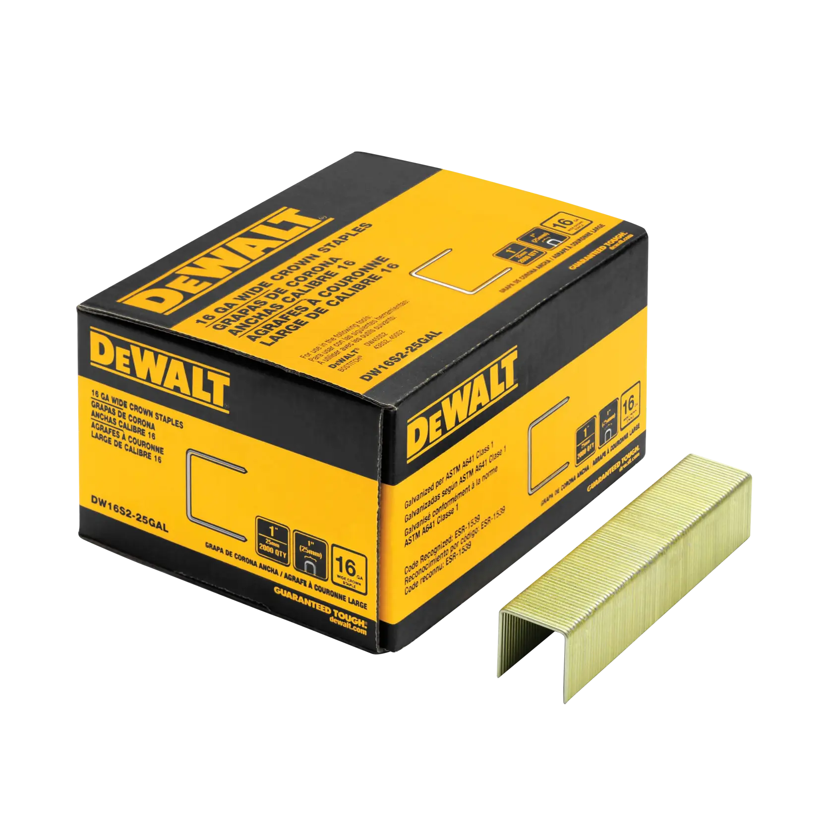 DEWALT® 3/4-in. 1-in. Crown Galvanized Construction Staple (16 Gauge)