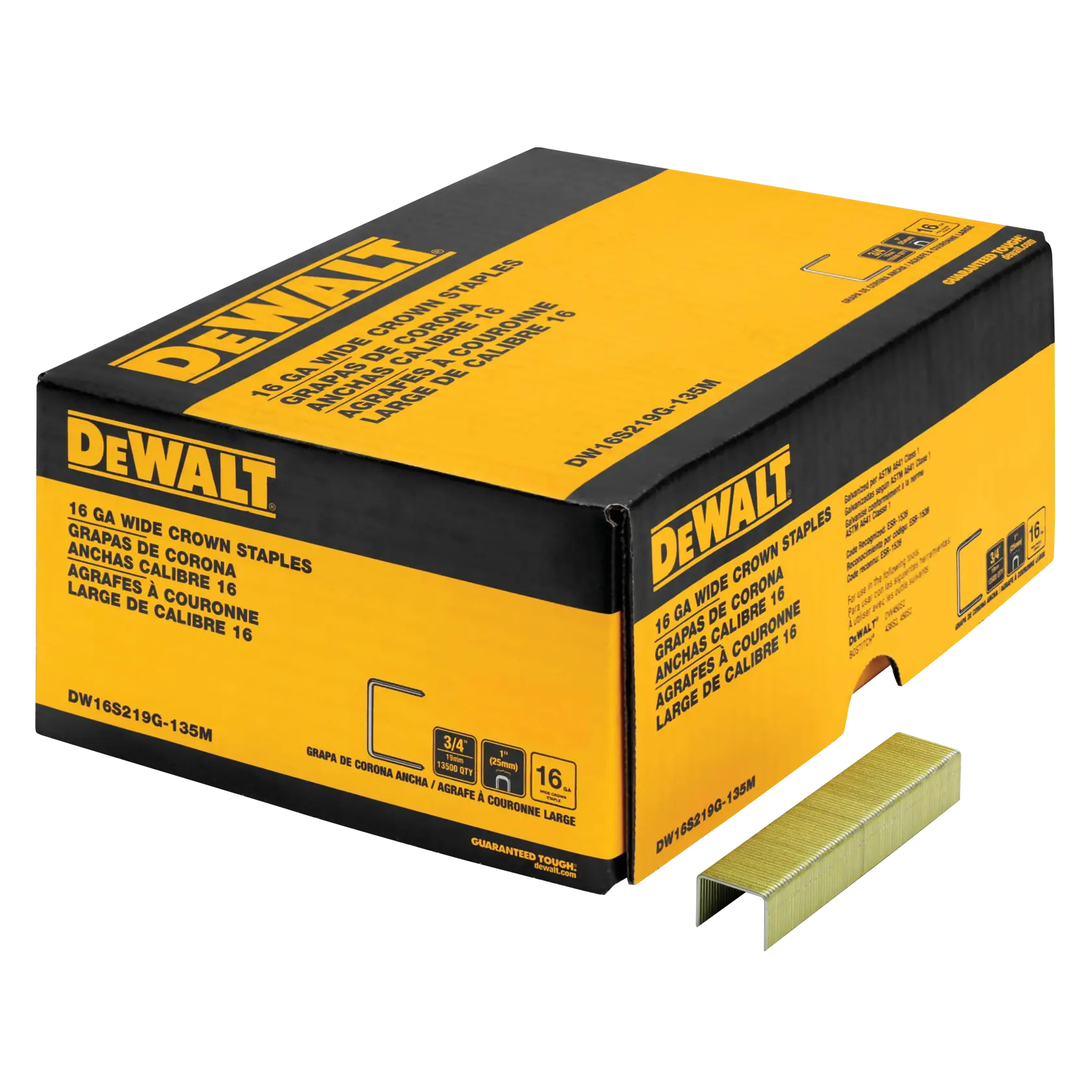DEWALT® 1-1/2-in. 1-in. Crown Galvanized Construction Staple (16 Gauge)
