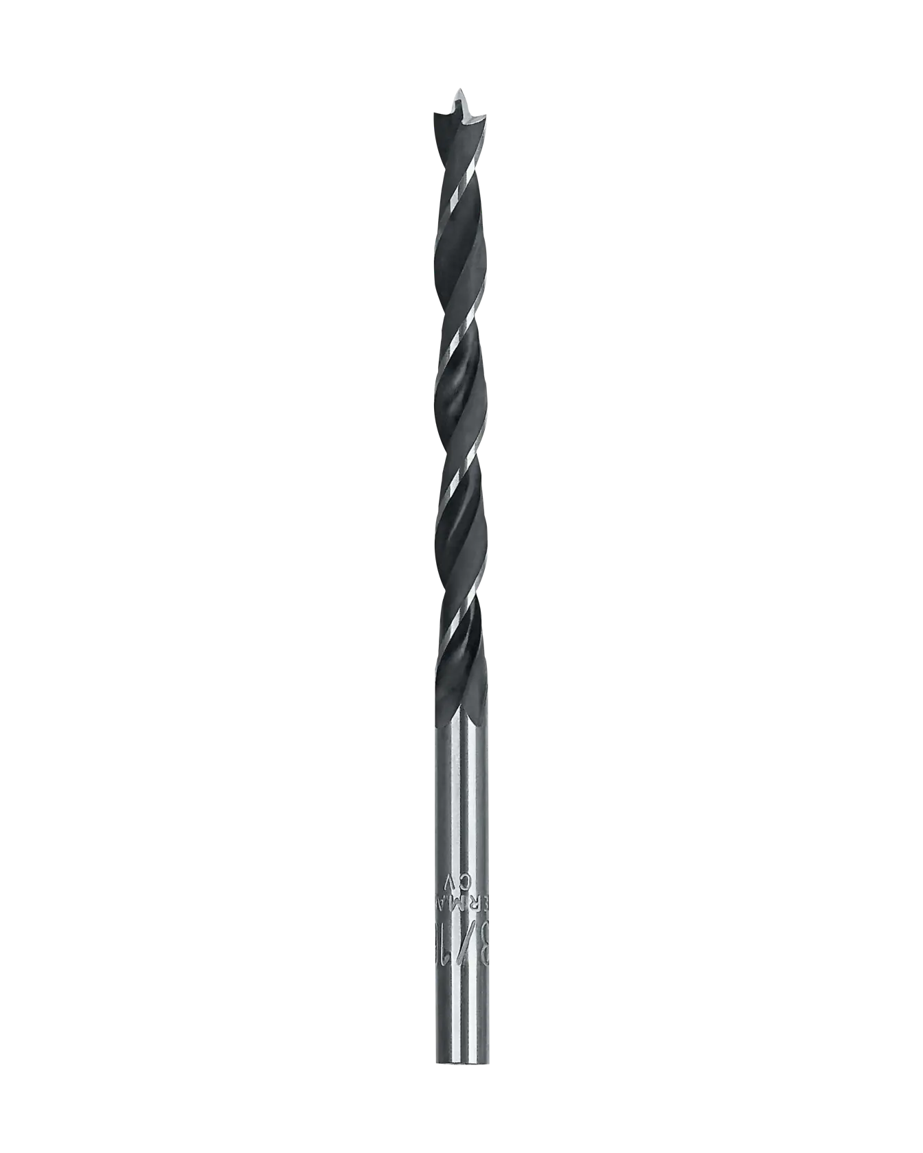 A DEWALT drill bit, model DW1704, shown vertically on a white background. The drill bit is made of metal and features a twisted design typical for drilling.