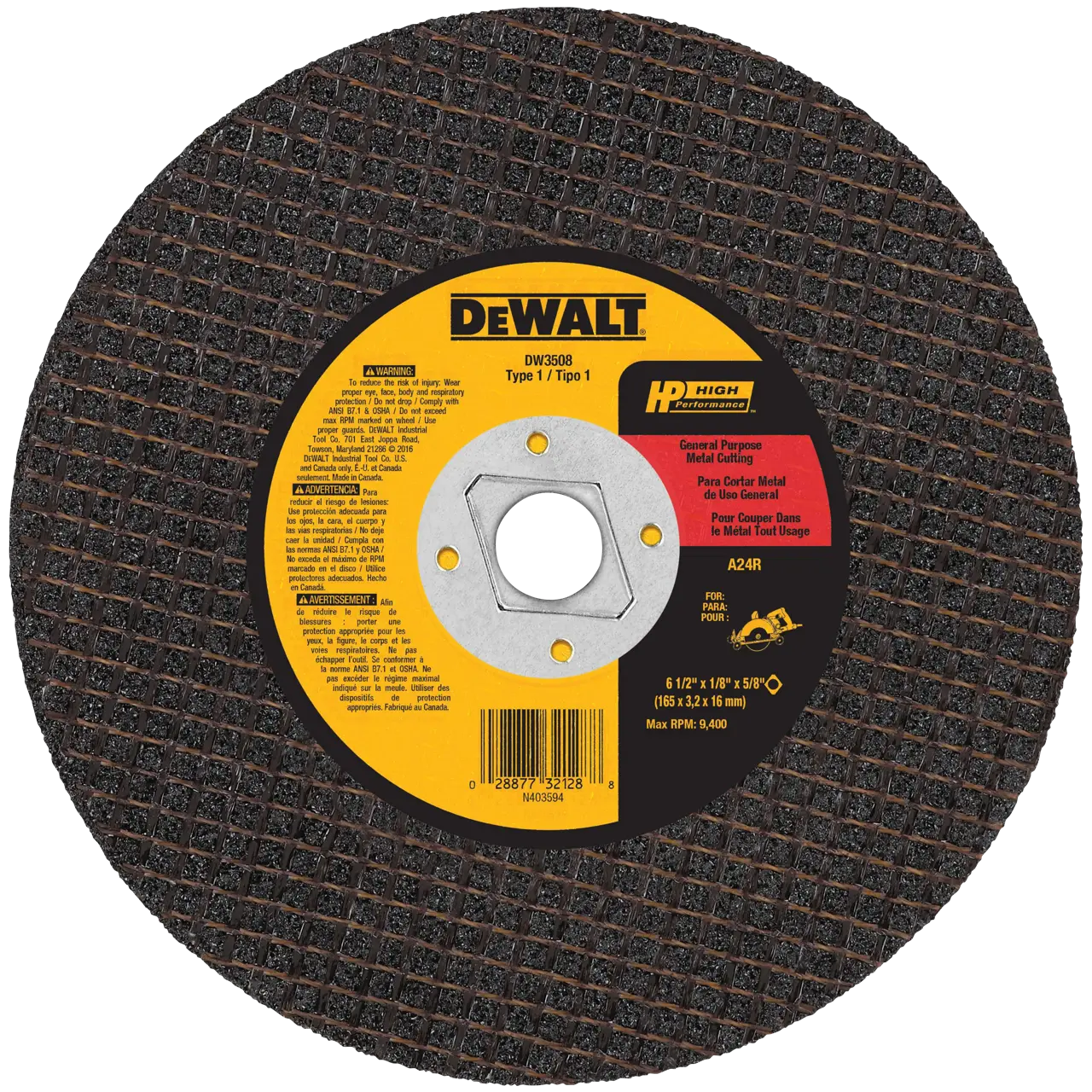 6-1/2 in. x 1/8 in. x 5/8 in. Diamond Drive Metal Cutting Blade