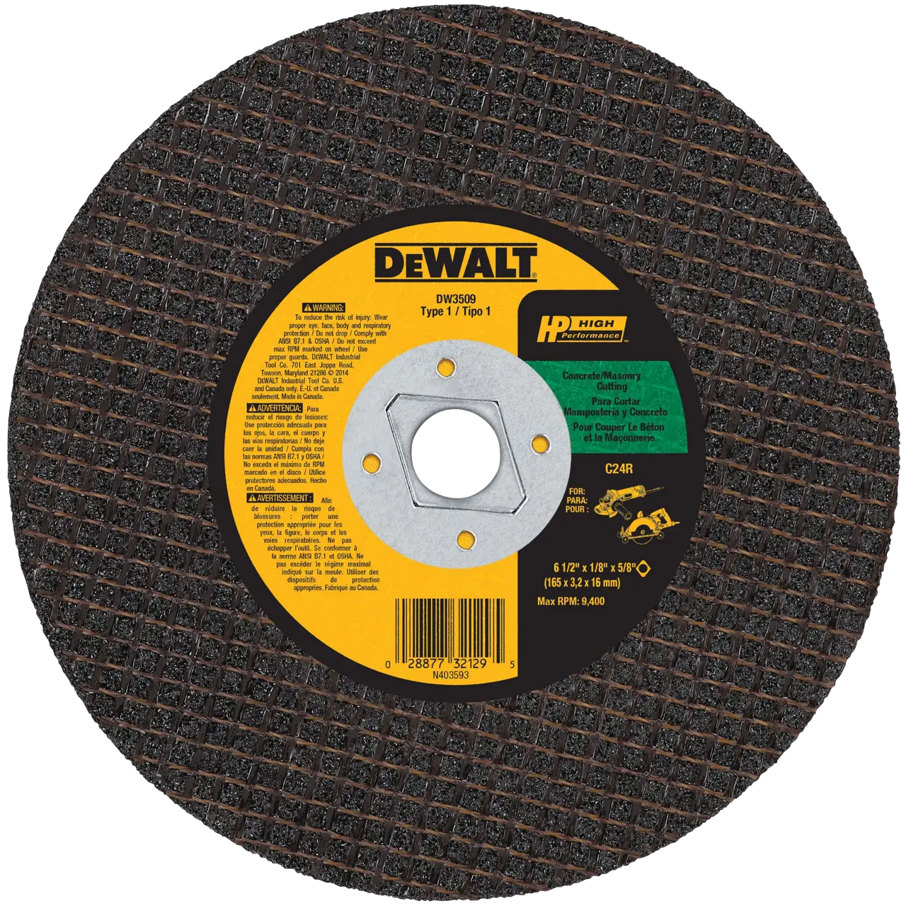 Hp 6-1/2-in X 1/8-in X 5/8-in Diamond Drive Silicon Carbide Cutting Wheel For Concrete & Masonry