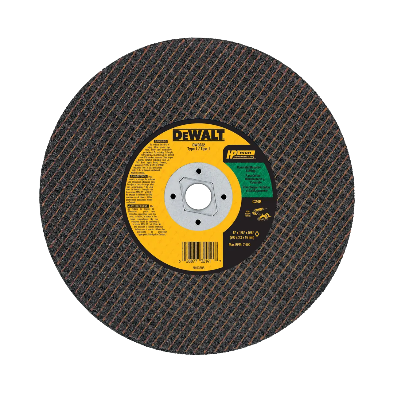 8-in x 1/8-in x 5/8-in - Diamond Drive Masonry Cutting Wheel