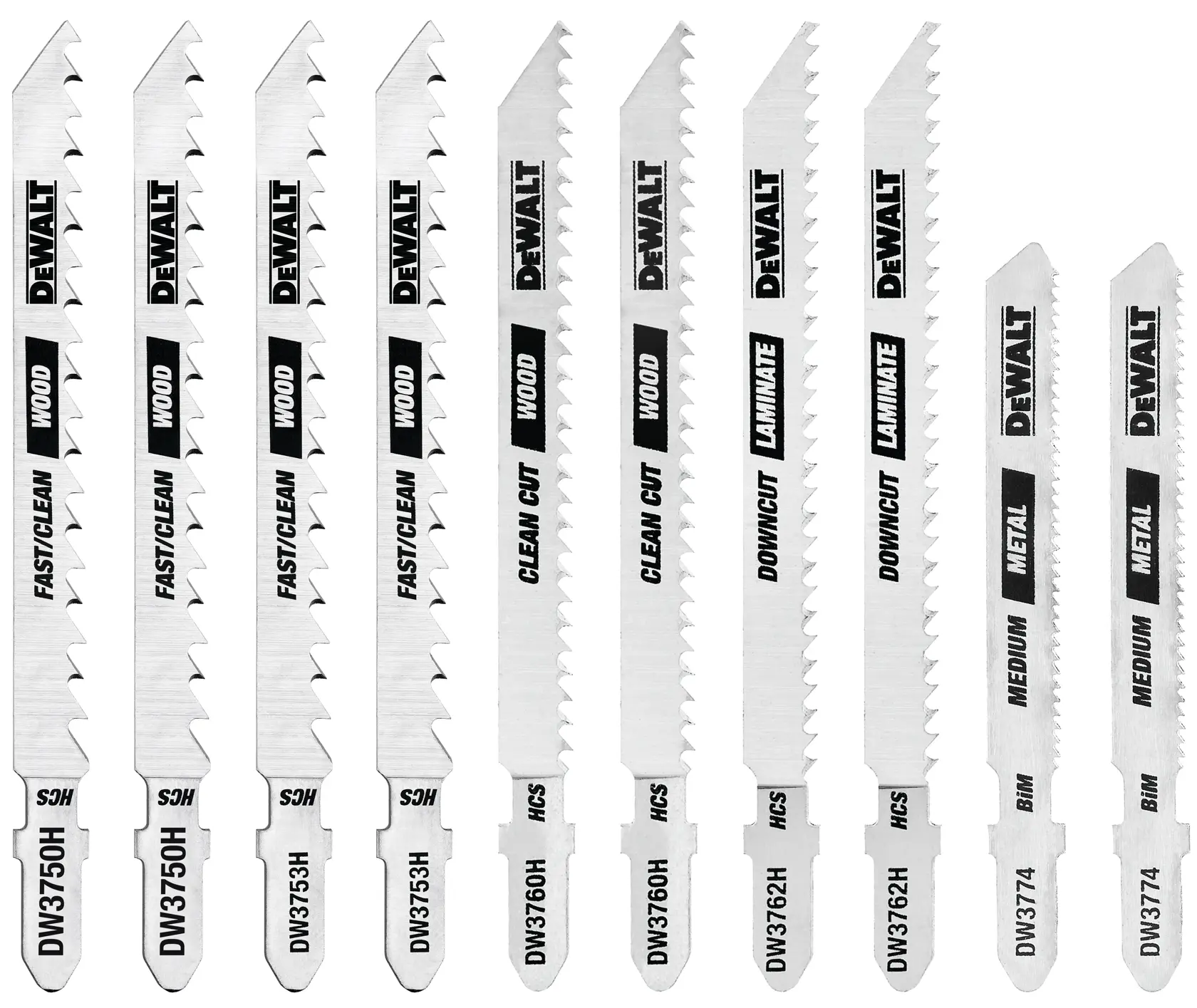 10 pieces T shank jig saw blade set.