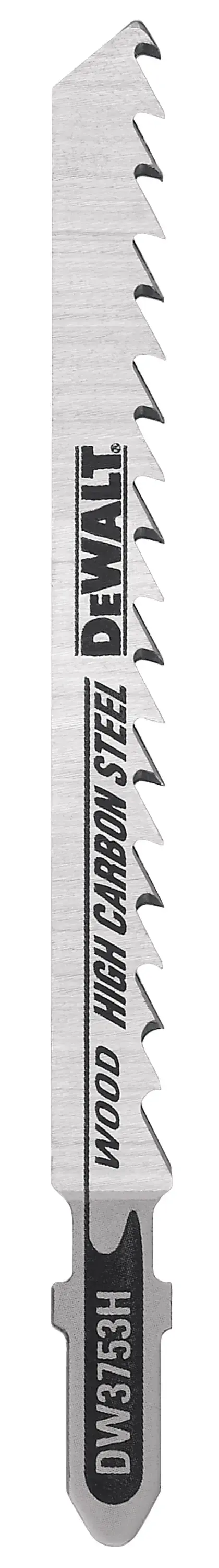 DEWALT® 4-in. (102mm) 6-TPI T-Shank HCS Jig Saw Blade for Clean Cut Wood Cutting (2-Pack)