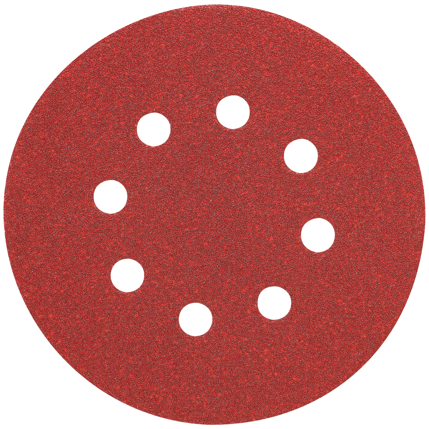 Profile of hook and loop paper disc with eight holes.