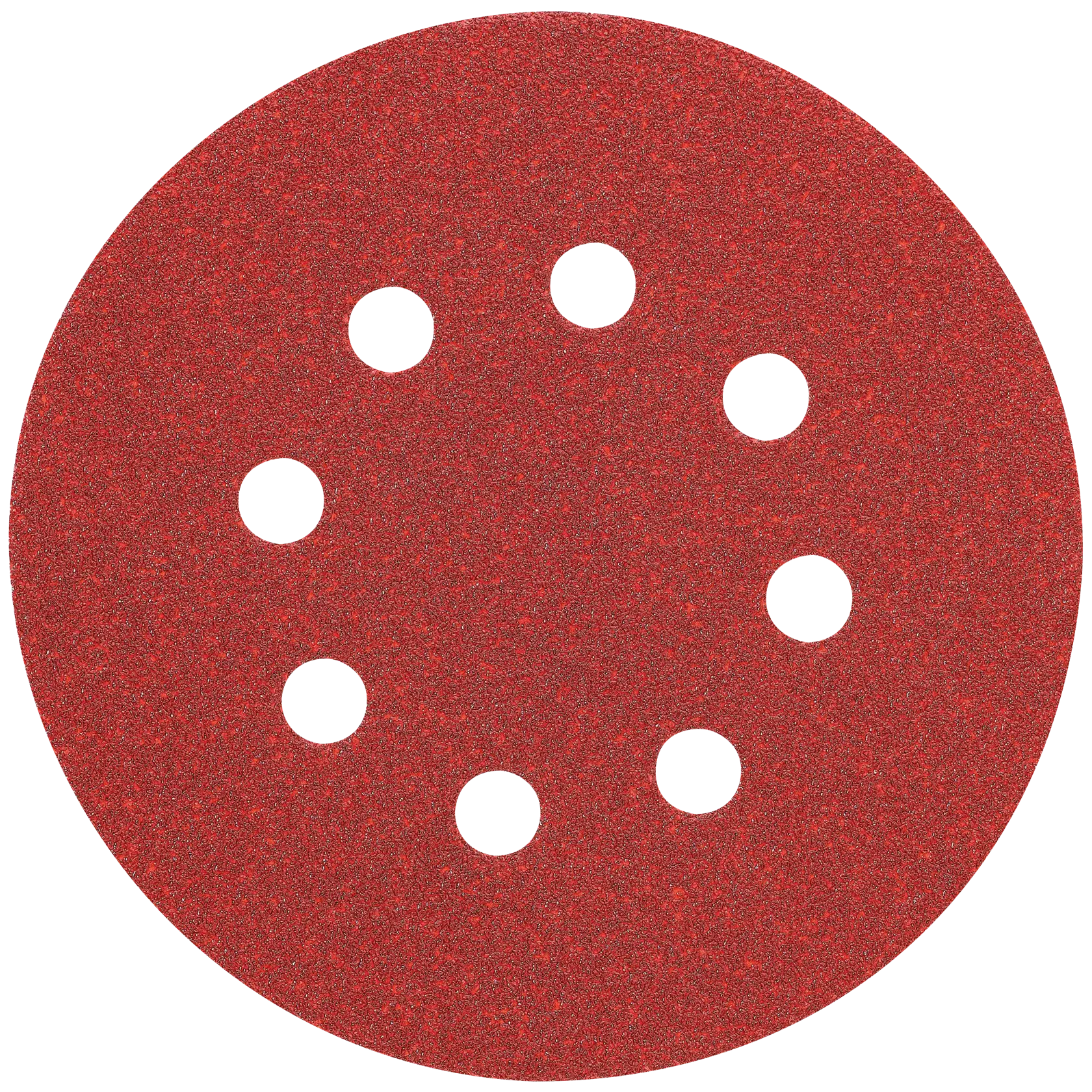 Profile of hook and loop paper disc with eight holes.