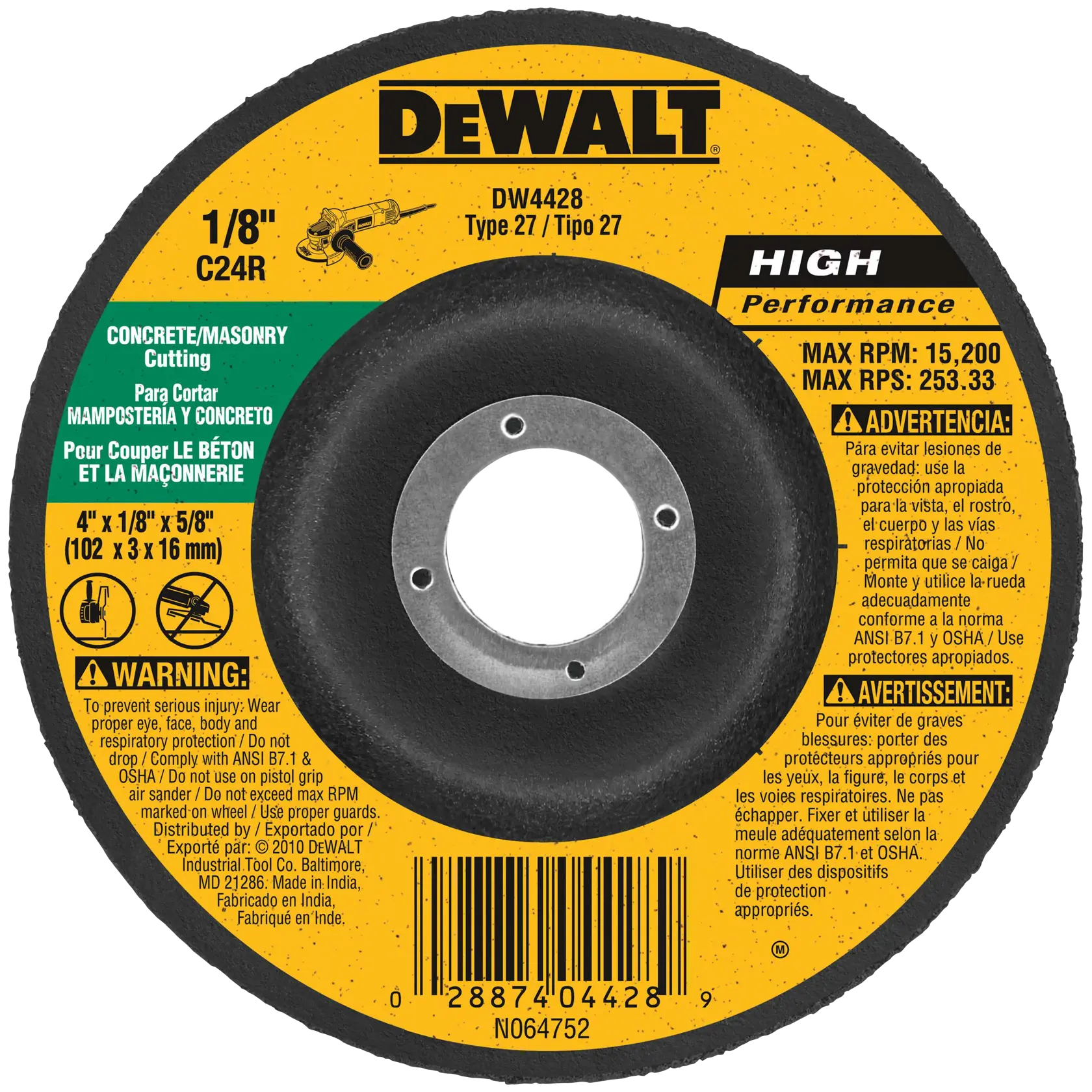 Profile of masonry grinding wheels type 27.