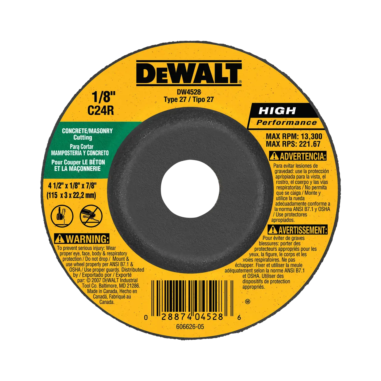 4-in x 1/4-in x 5/8-in Masonry Grinding Wheel C24R