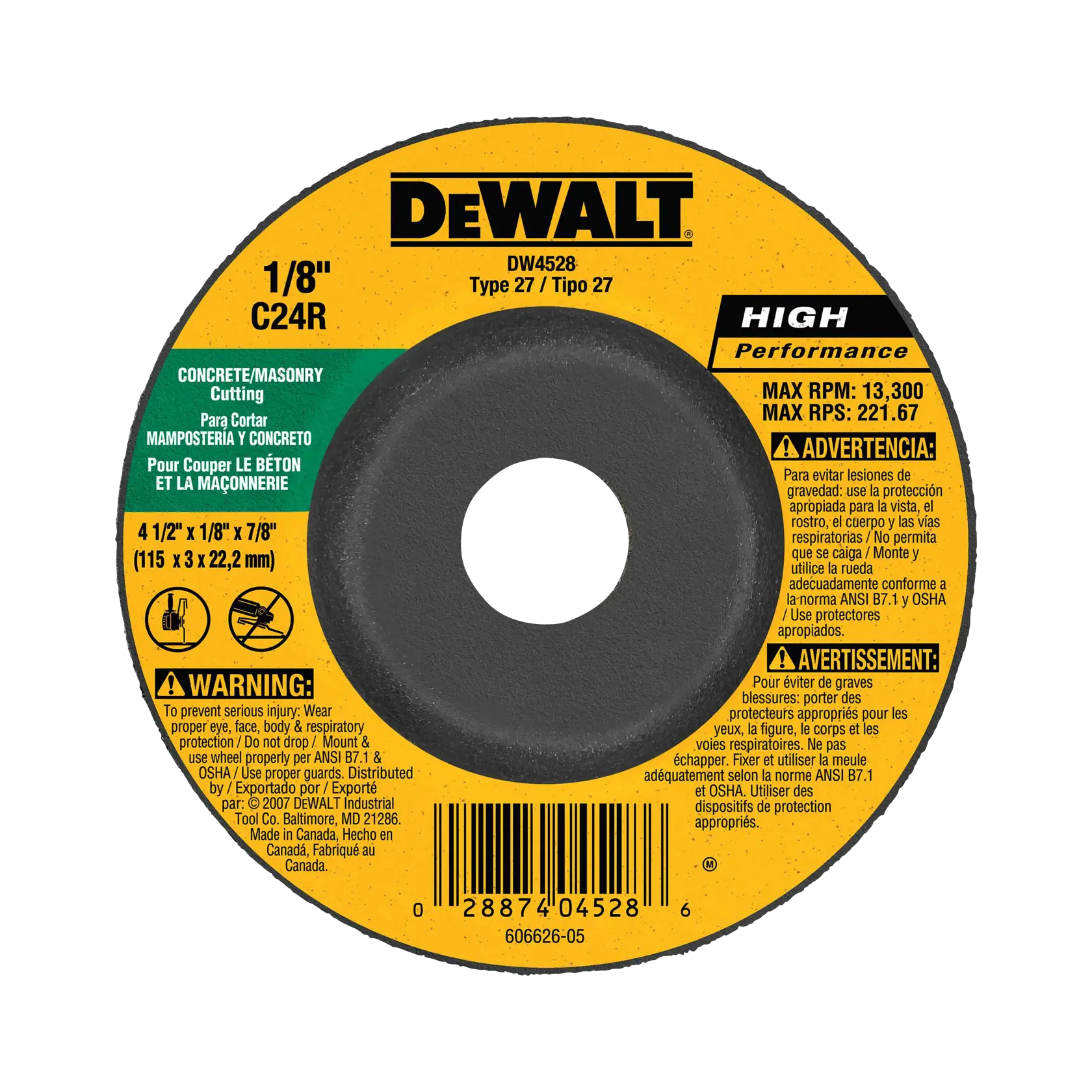 Zoomed out profile of masonry grinding wheels type 27.