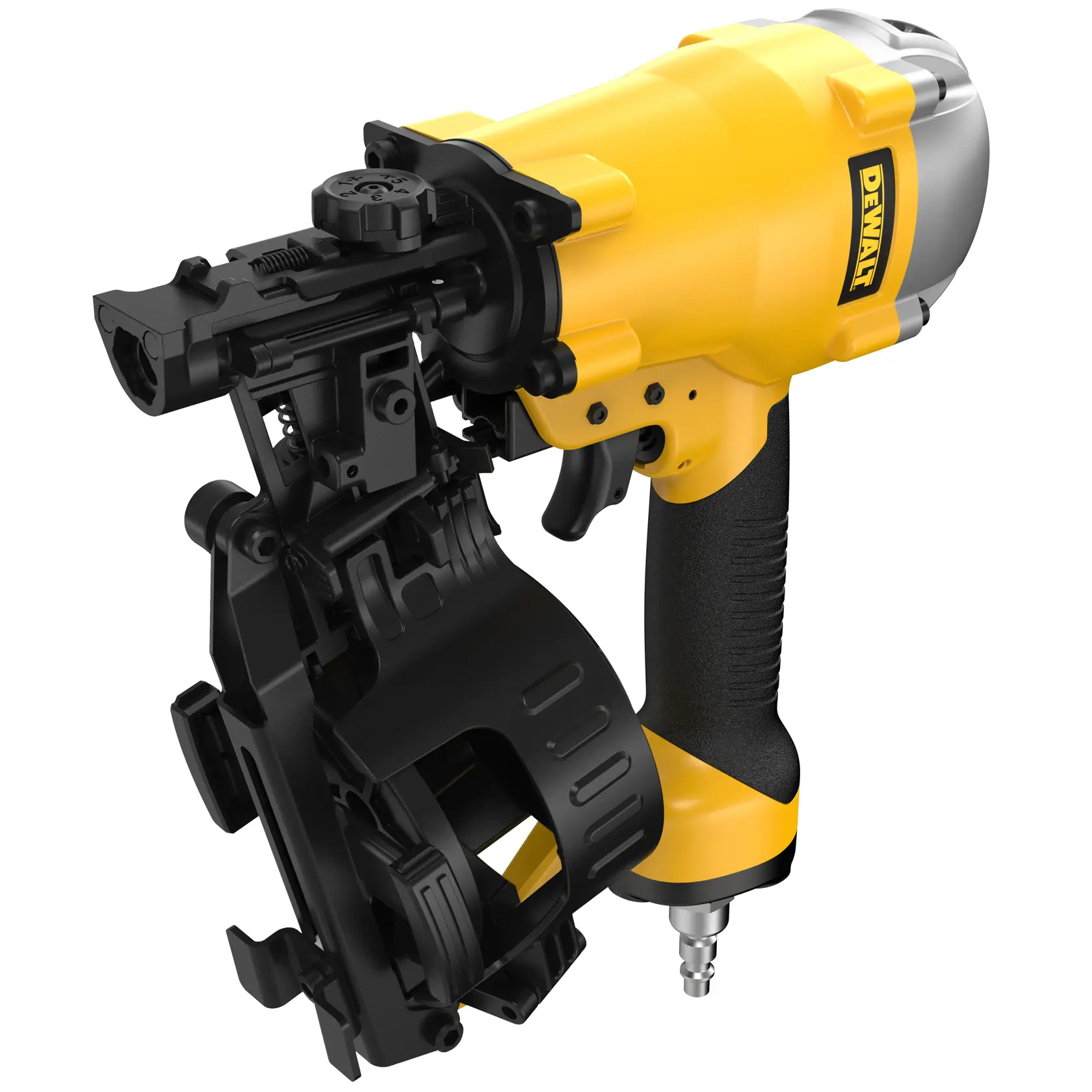 DEWALT 15 Degree Coil Roofing Nailer 3/4 front angle