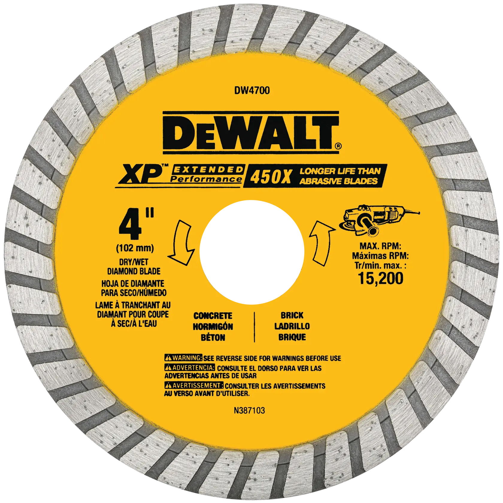 DEWALT® XP™ 4-in. Wet/Dry Concrete/Masonry Turbo Diamond Blade