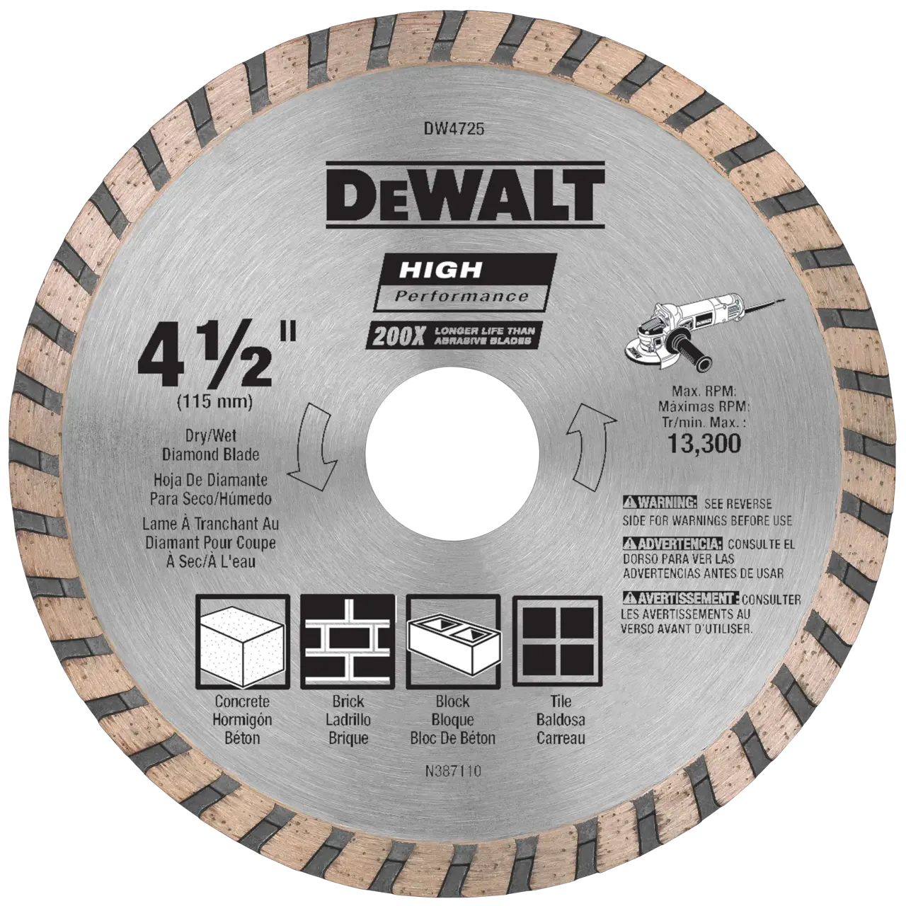 HP 4-1/2-in Diamond Turbo Blade