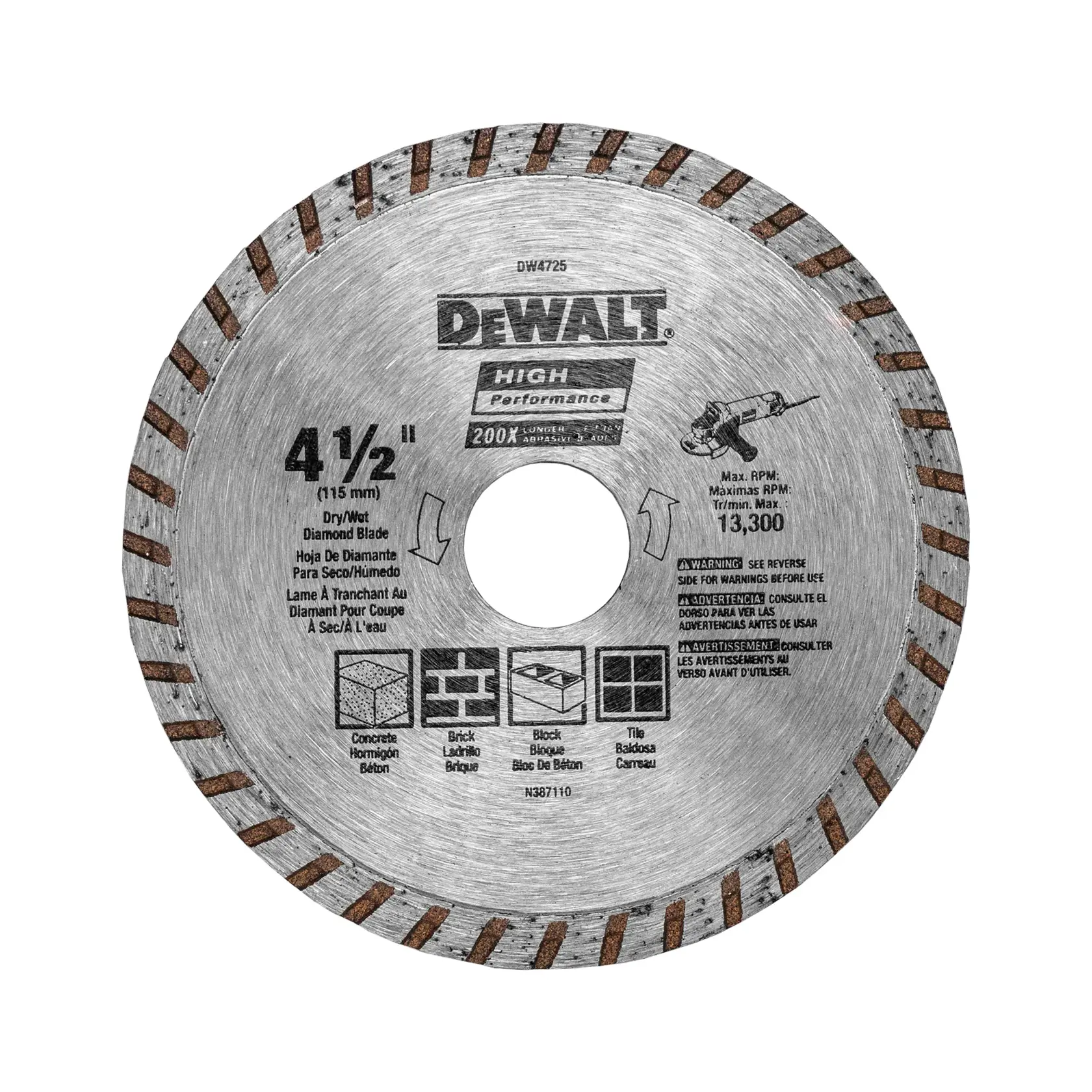 DEWALT® HP™ 4-1/2-in. Diamond Turbo Blade