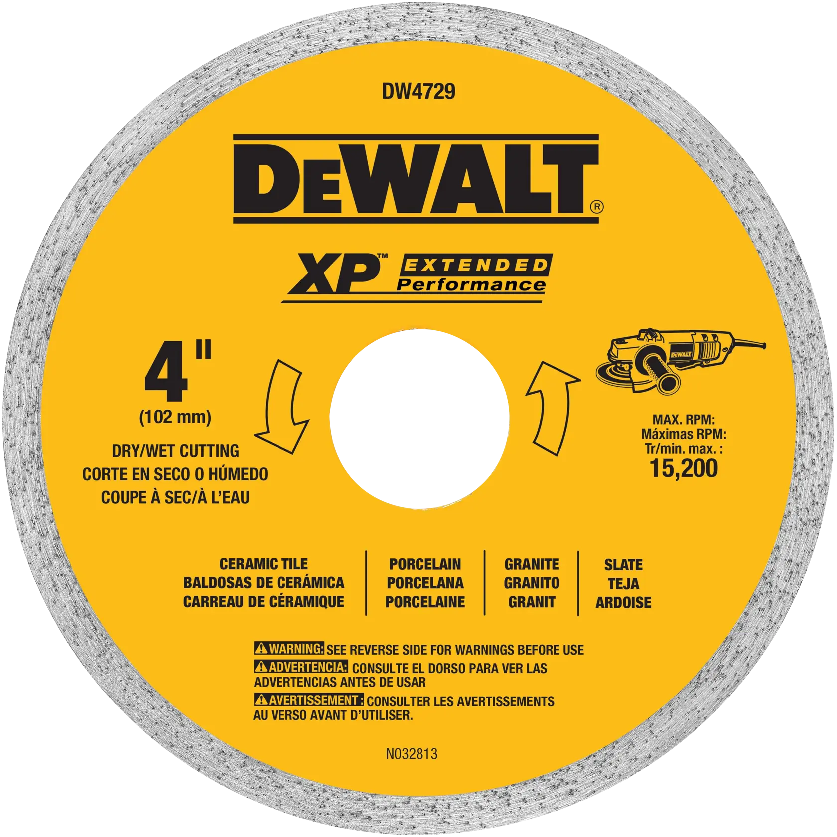 DEWALT® XP™ 4-in. x 0.060-in. Wet/Dry Tile Diamond Blade