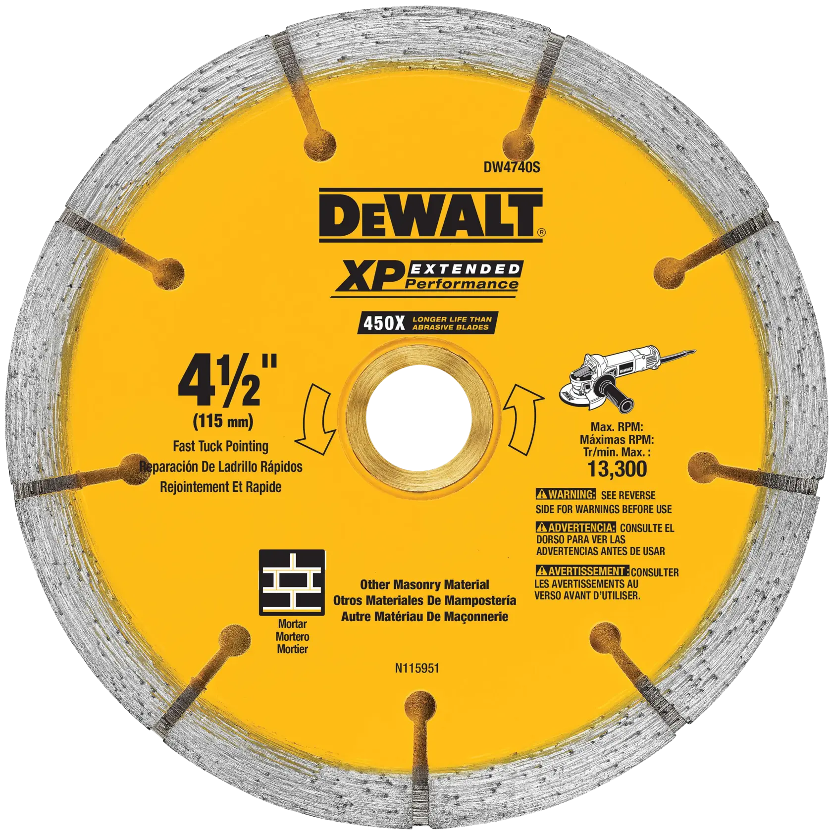 DEWALT® XP™ 4-1/2-in. x 0.250-in. Sandwich Tuck Point Diamond Blade