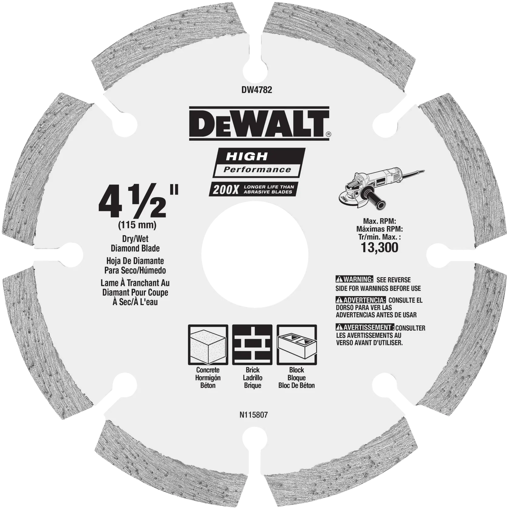 DEWALT® 4 1/2-in. HP Segmented Diamond Blade