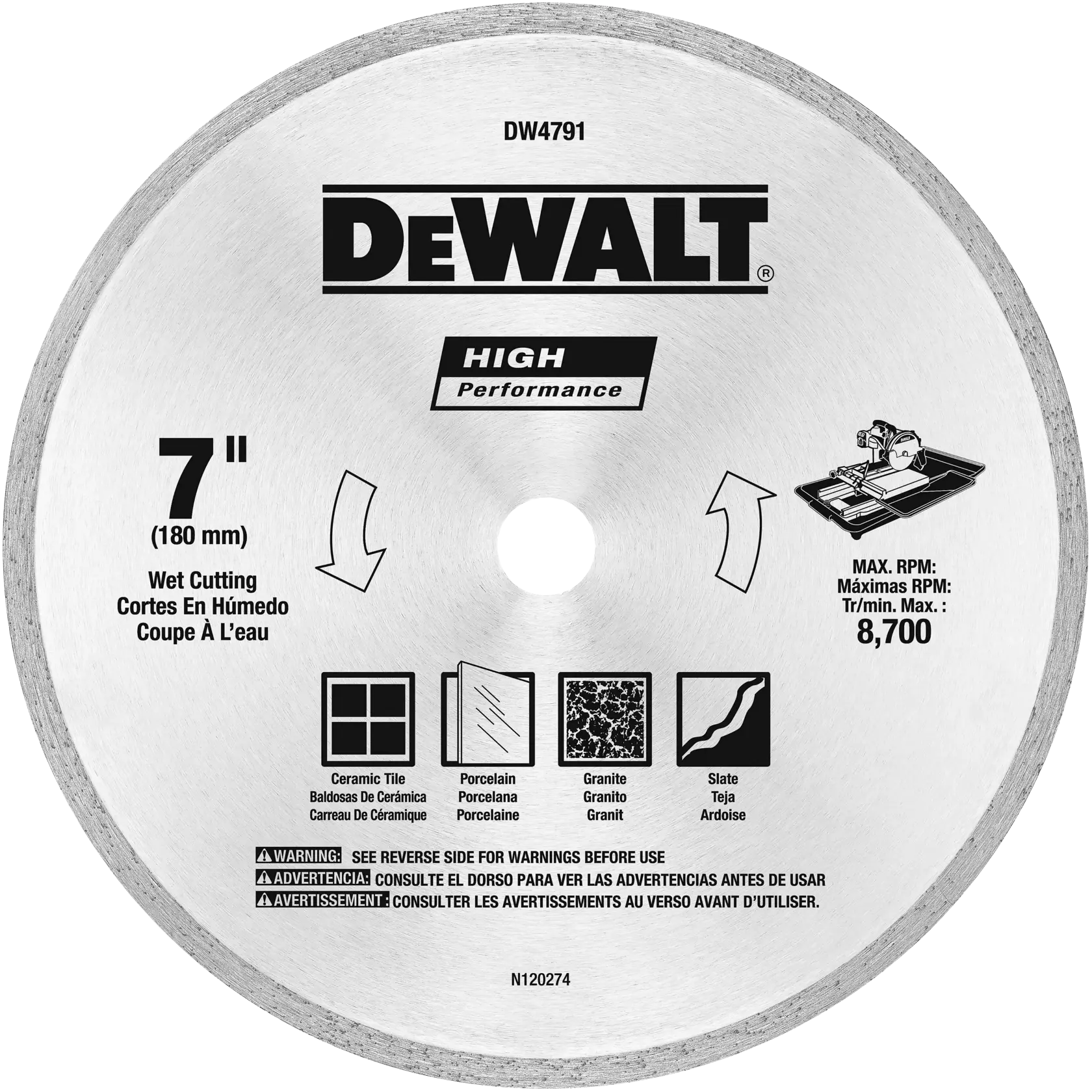 180 millimeters H P tile blade.