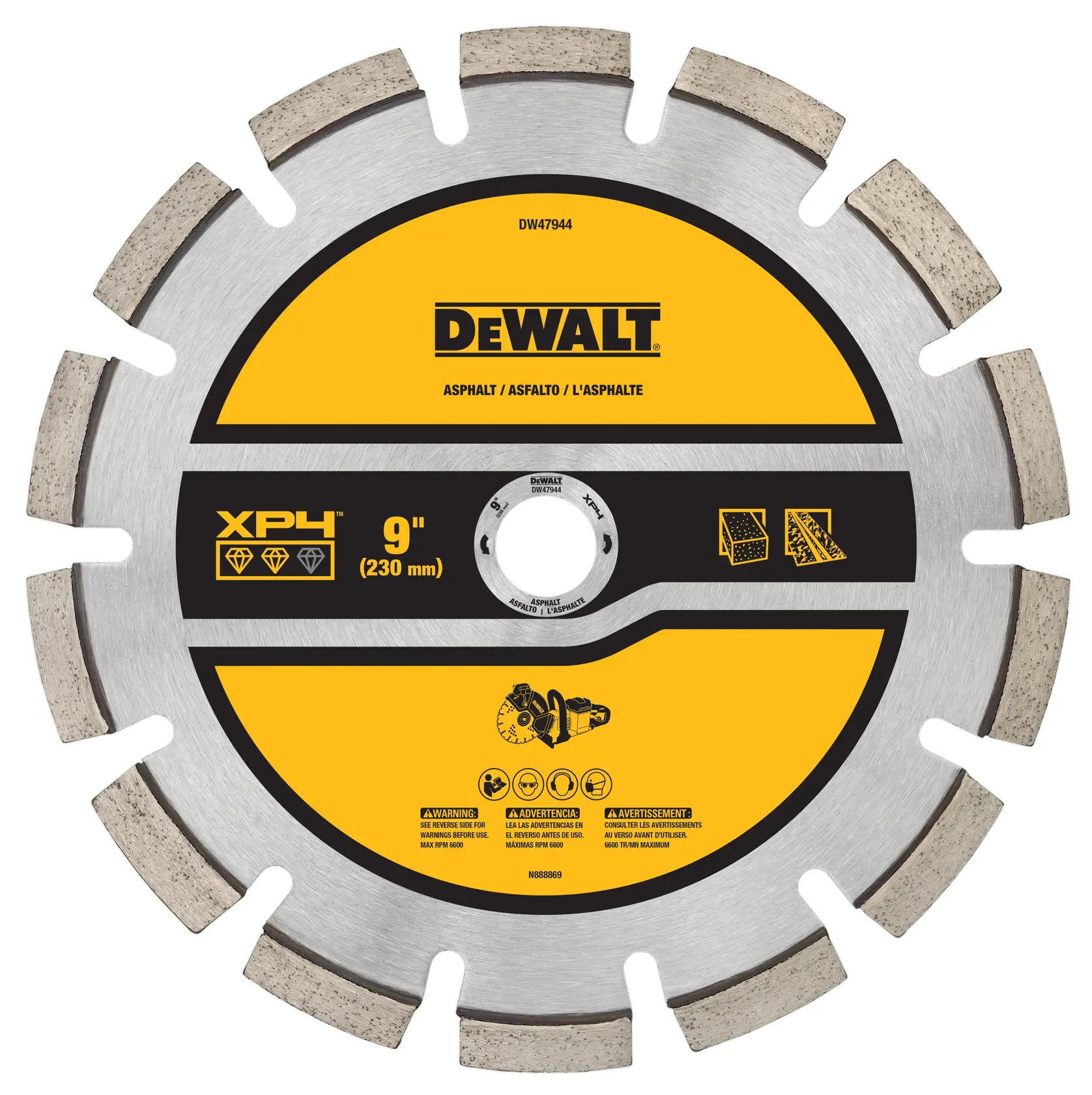 DEWALT® XP4™ 9-in. Asphalt Cut-Off Saw Segmented Diamond Blade