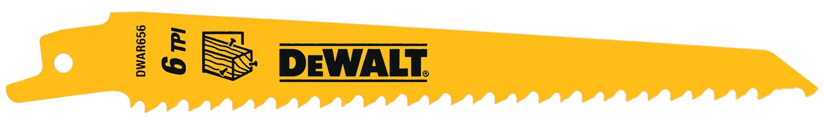 DEWALT® 6-in. 6 TPI Taper Back Bi-Metal Reciprocating Blade (5 Pk)