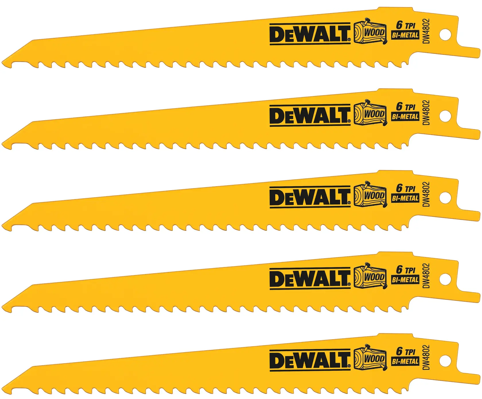 DEWALT® 6-in. 6 TPI Taper Back Bi-Metal Reciprocating Blade (5 Pk) thumbnail 2