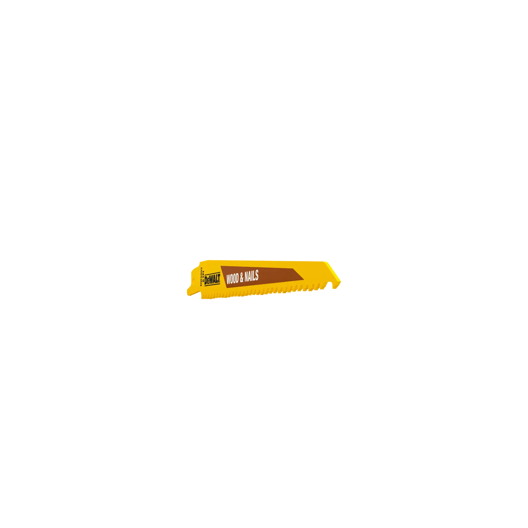 DEWALT saw blade for wood and nails, yellow color. SKUs: DW4802-2, DW4802. Photography category.