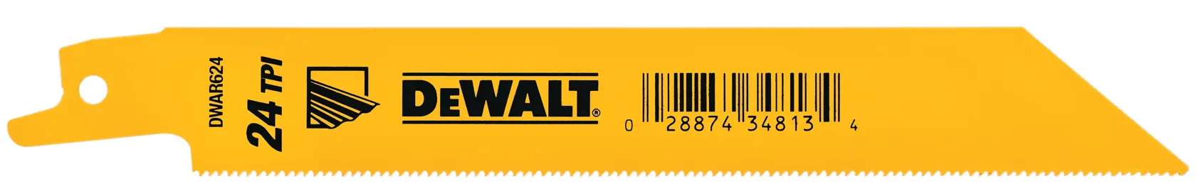 Back View of 24 threads per inch metal cutting bi metal reciprocating saw blades.