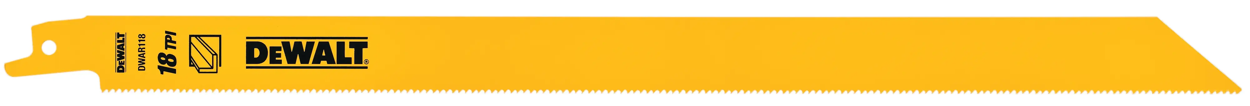 DEWALT® 12-in. 18 TPI Straight Back Bi-Metal Reciprocating Blade (25 Pk)