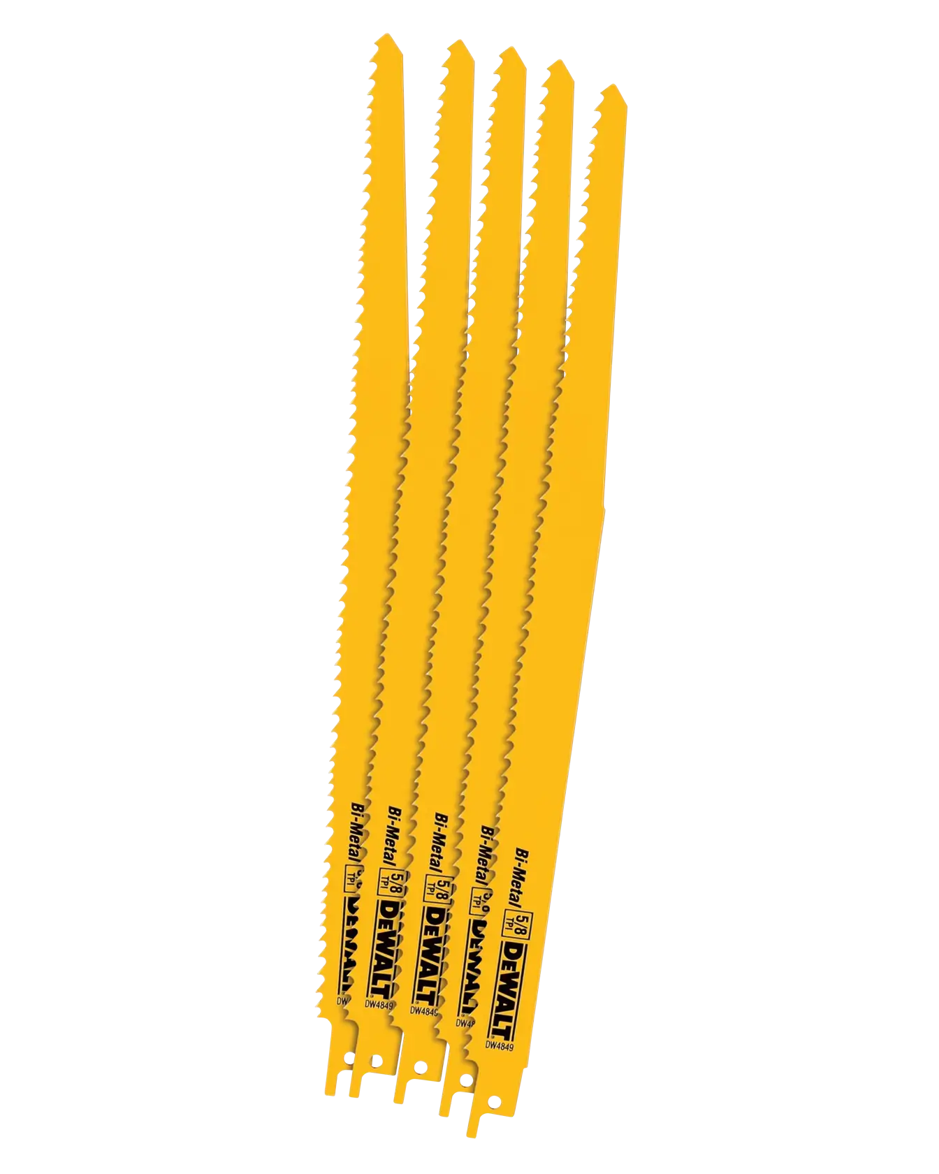 DEWALT 6-Inch (152mm) 6 TPI Taper Back Bi-Metal Reciprocating Saw Blade (5-Pack)