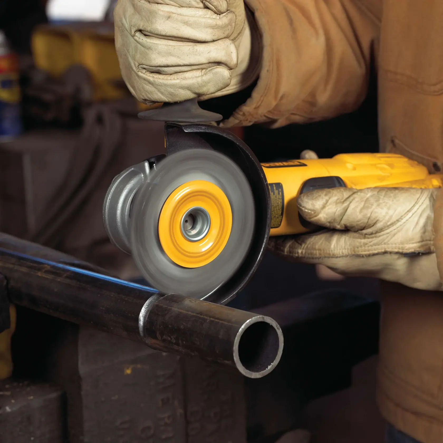 HP wire wheels cleaning material surface.