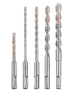 Profile of SDS Plus 2 Cutter Drill Bits with different diameters.