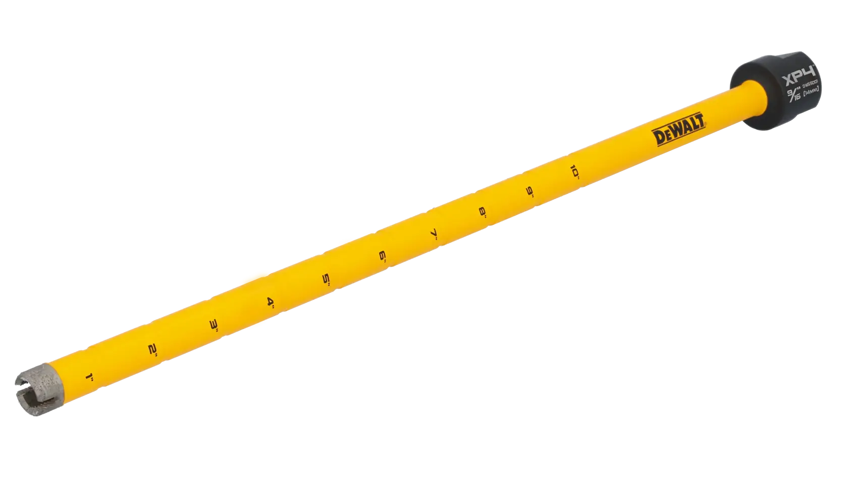 9/16“ DEWALT Diamond Core Bit on white at a 45 degree view from the left