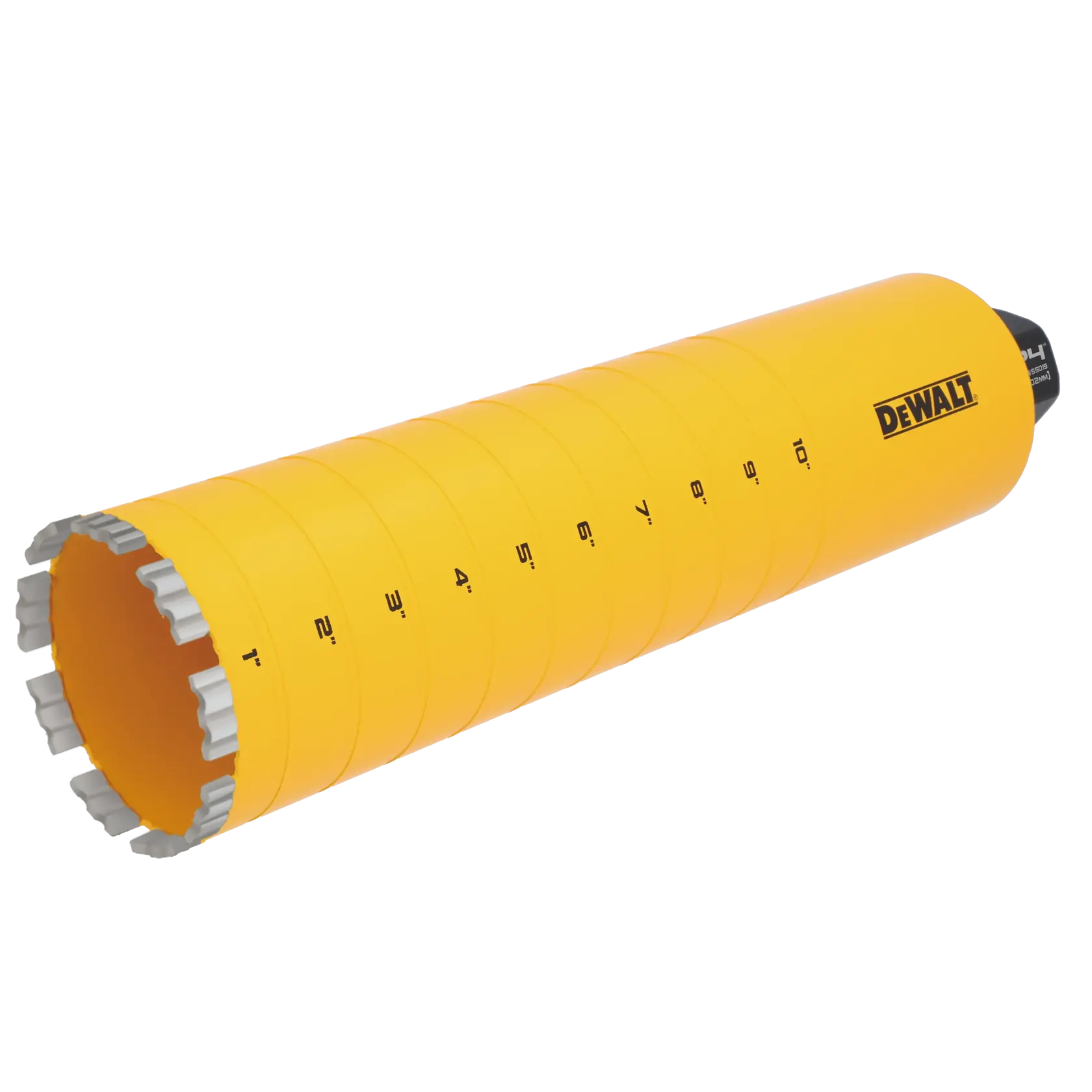 4“ DEWALT Diamond Core Bit on white at a 45 degree view from the left